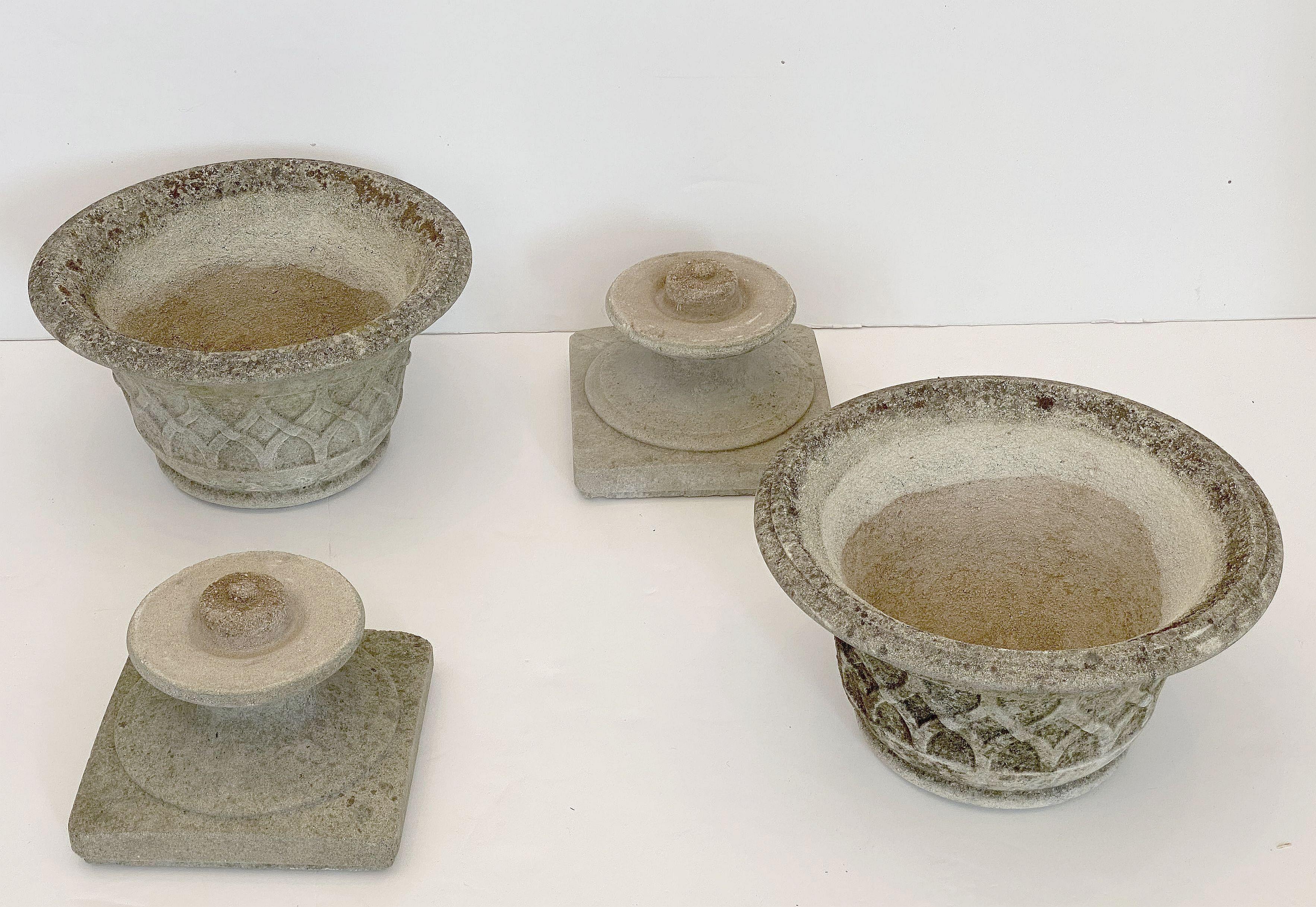 English Garden Stone Planters with Celtic Lattice Design, Individually Priced 10