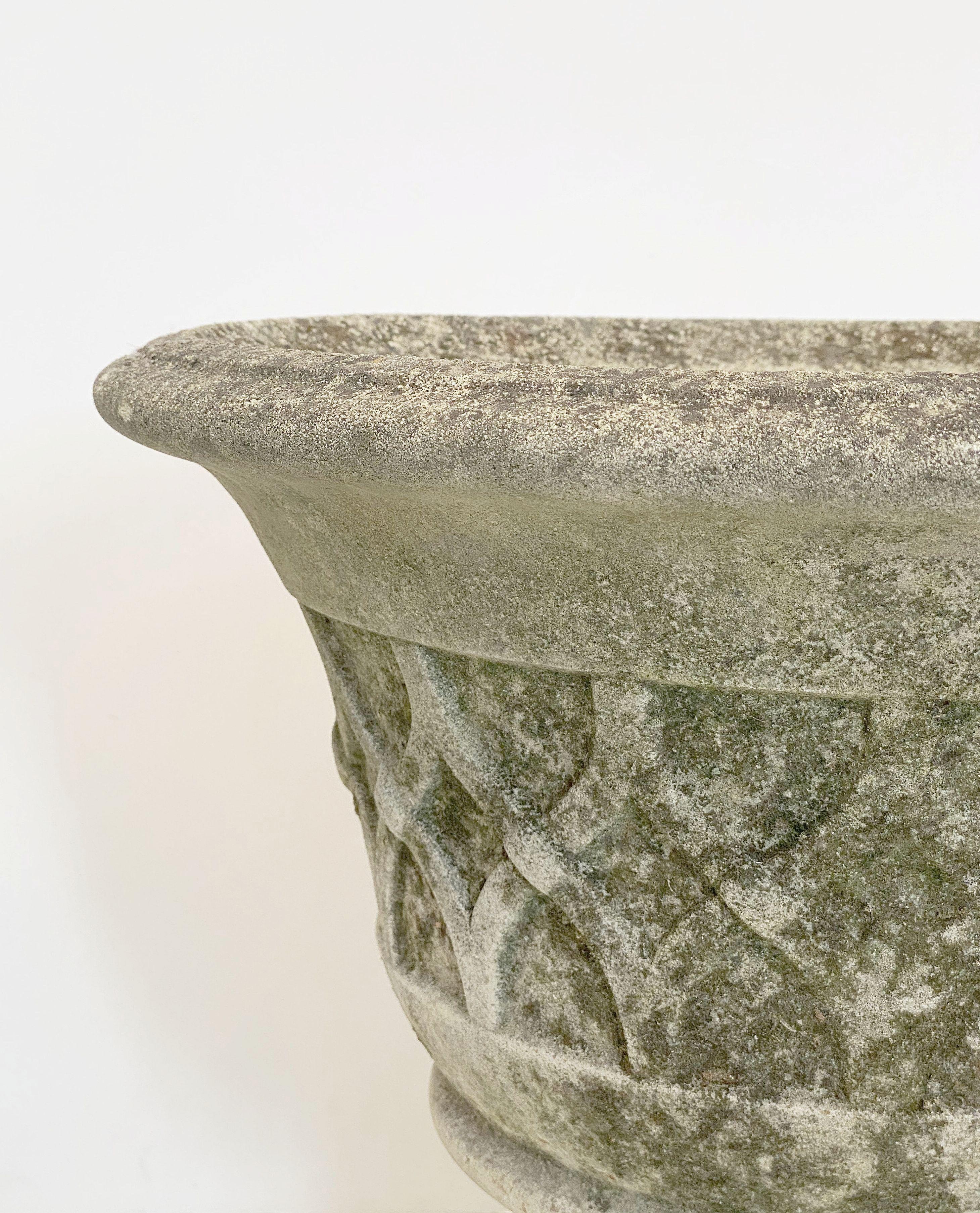 English Garden Stone Planters with Celtic Lattice Design, Individually Priced 1