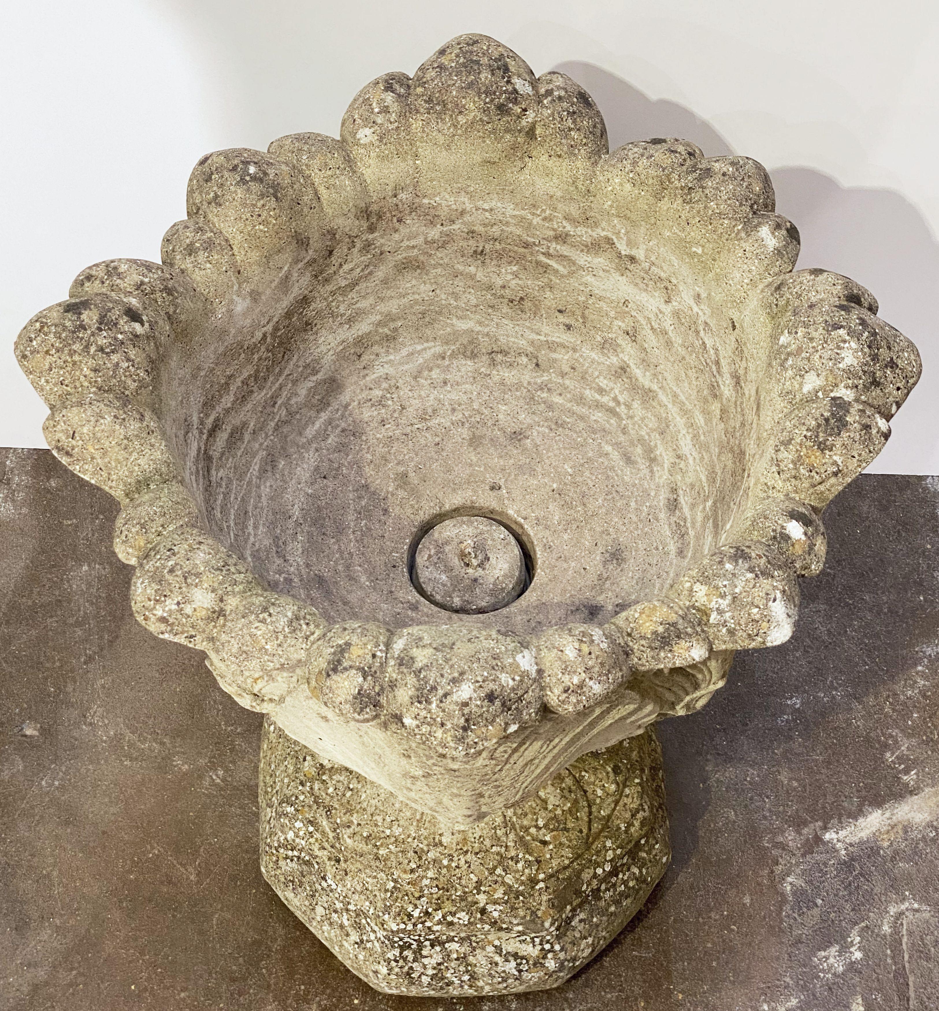 English Garden Stone Urn or Planter Pot on Plinth with Acanthus Leaf Design 4