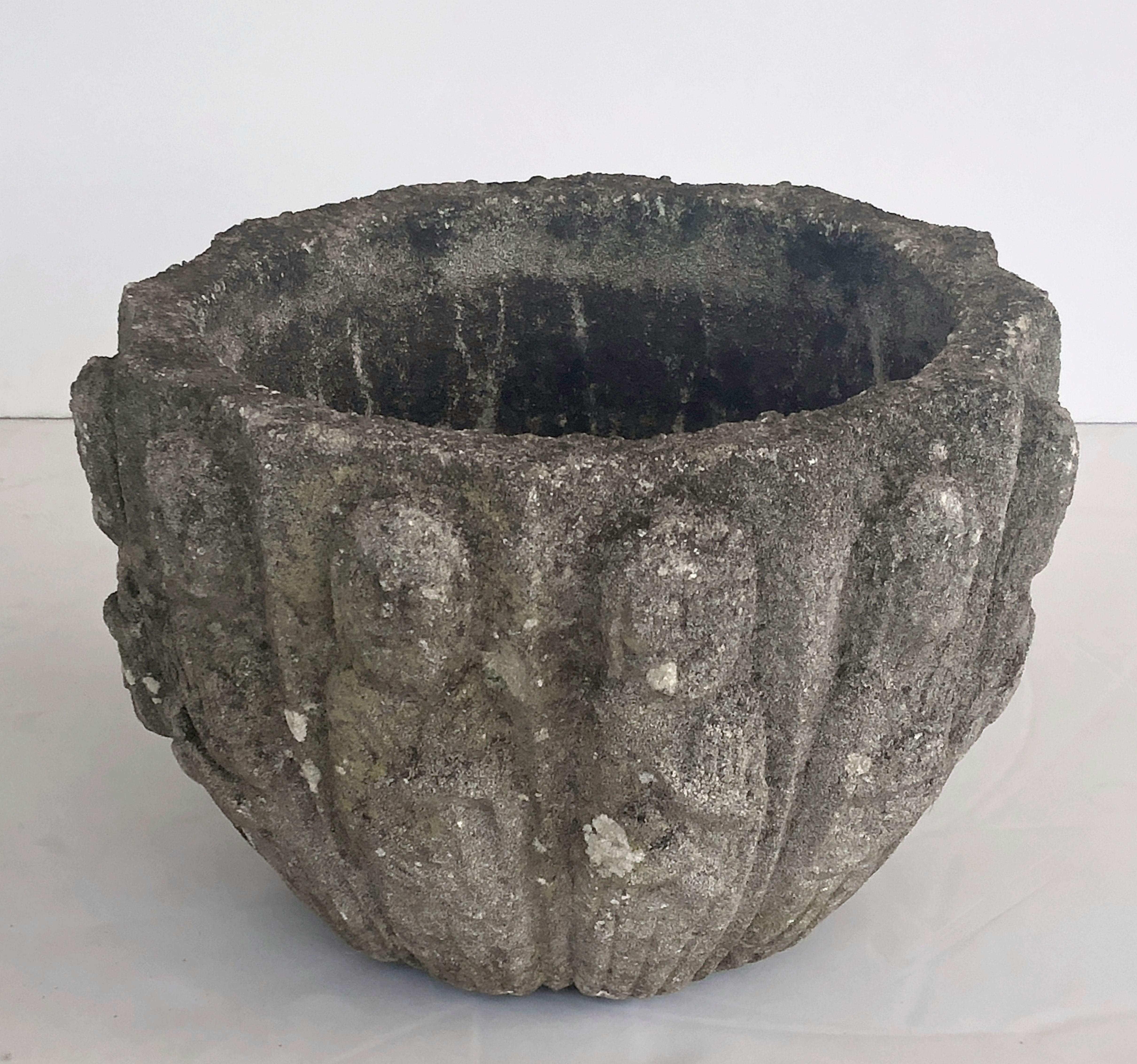 English Garden Stone Pot with Twelve Apostles Relief 3