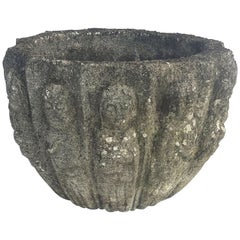 English Garden Stone Pot with Twelve Apostles Relief