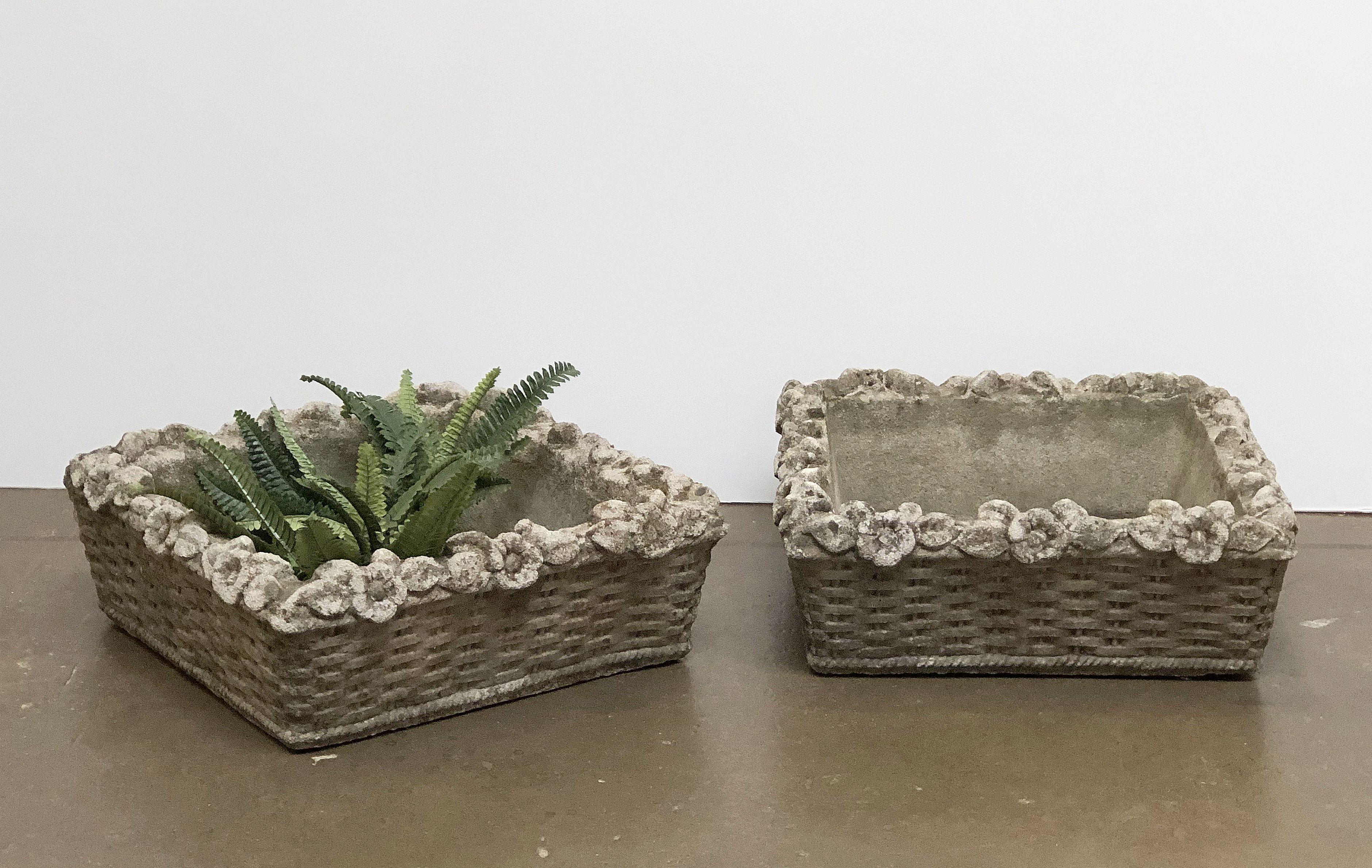 English Garden Stone Square Low Planters 'Individually Priced' In Good Condition In Austin, TX