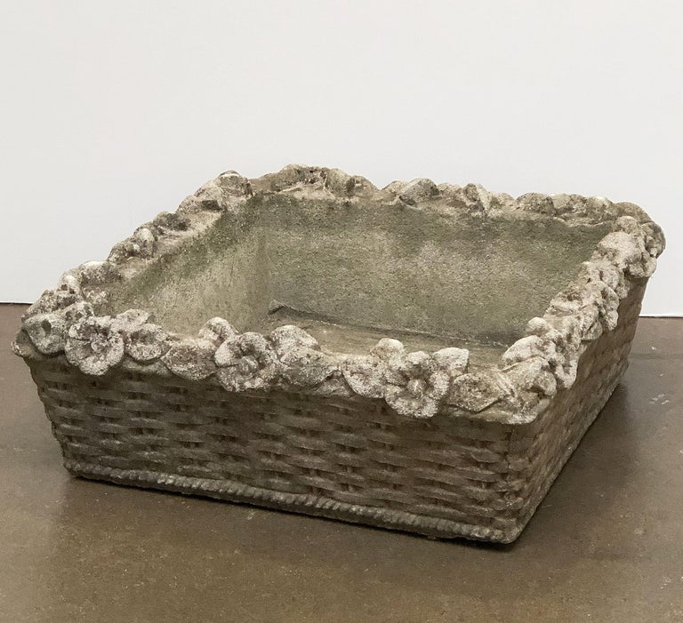 square stone garden planters