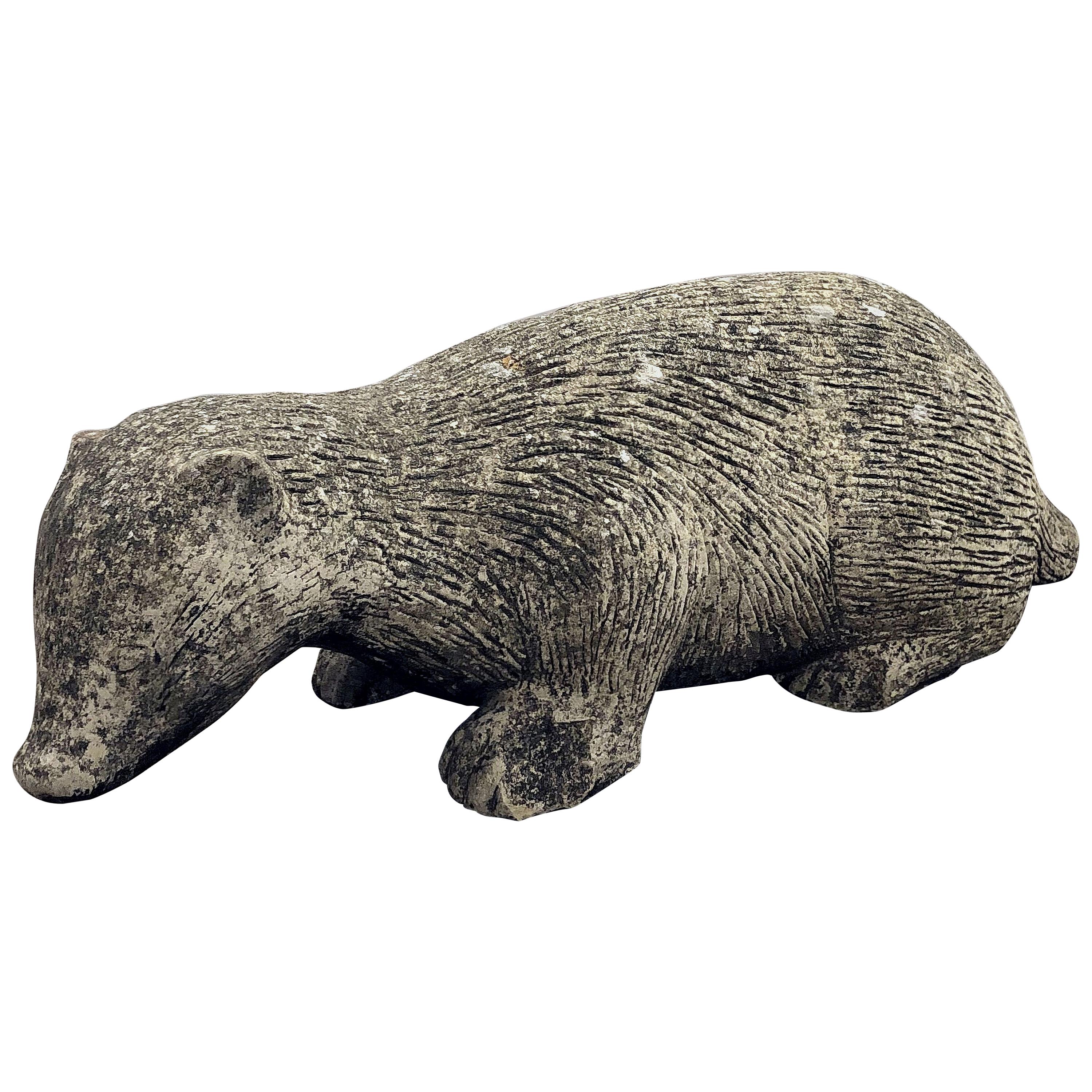 English Garden Stone Statue of a Badger