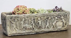 English Garden Stone Trough Planter with Cherub Relief