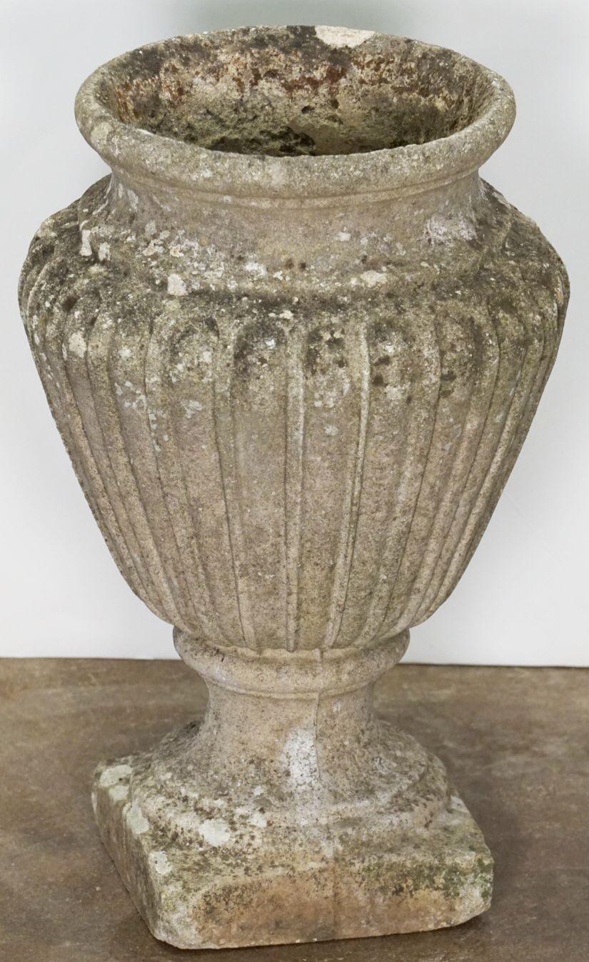 English Garden Stone Urn Vases or Planter Pots in the Classical Style For Sale 5