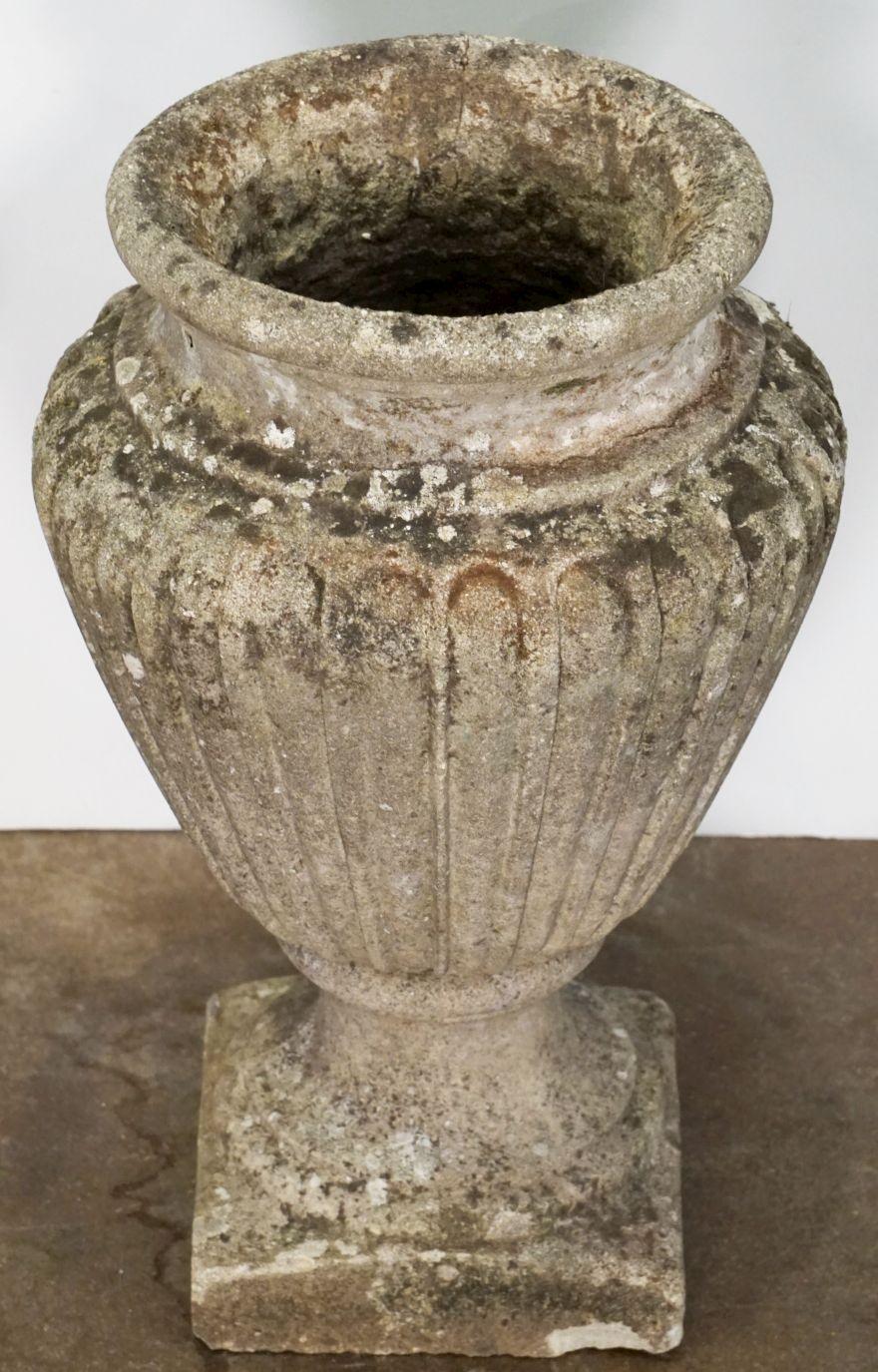 English Garden Stone Urn Vases or Planter Pots in the Classical Style For Sale 8
