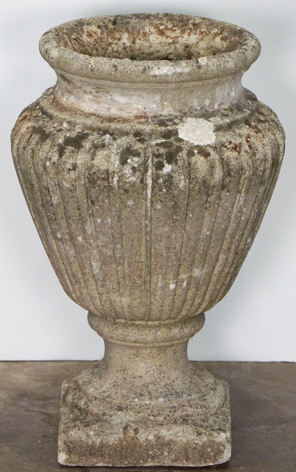English Garden Stone Urn Vases or Planter Pots in the Classical Style For Sale 1
