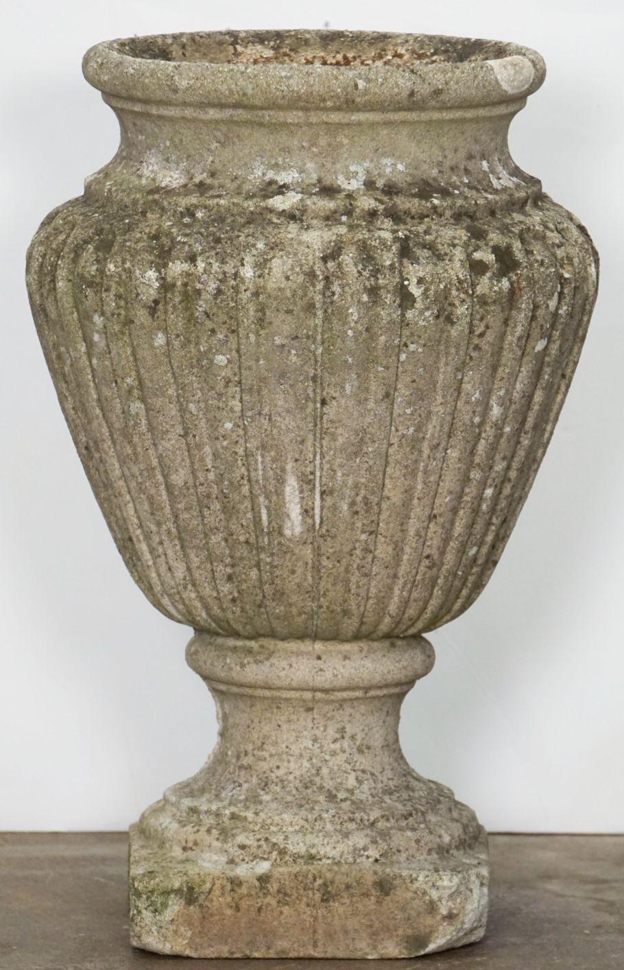 English Garden Stone Urn Vases or Planter Pots in the Classical Style For Sale 2
