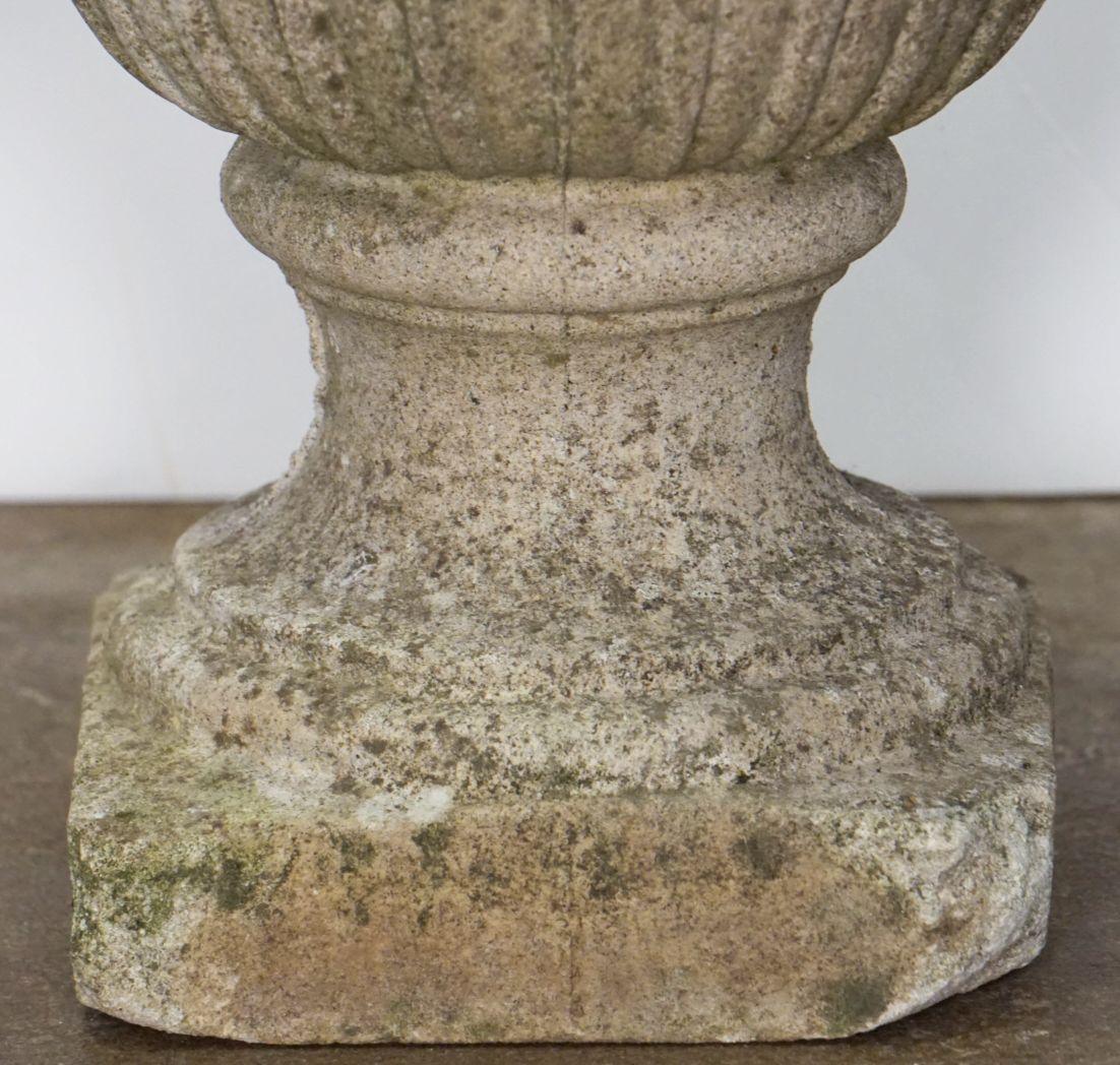 English Garden Stone Urn Vases or Planter Pots in the Classical Style For Sale 3