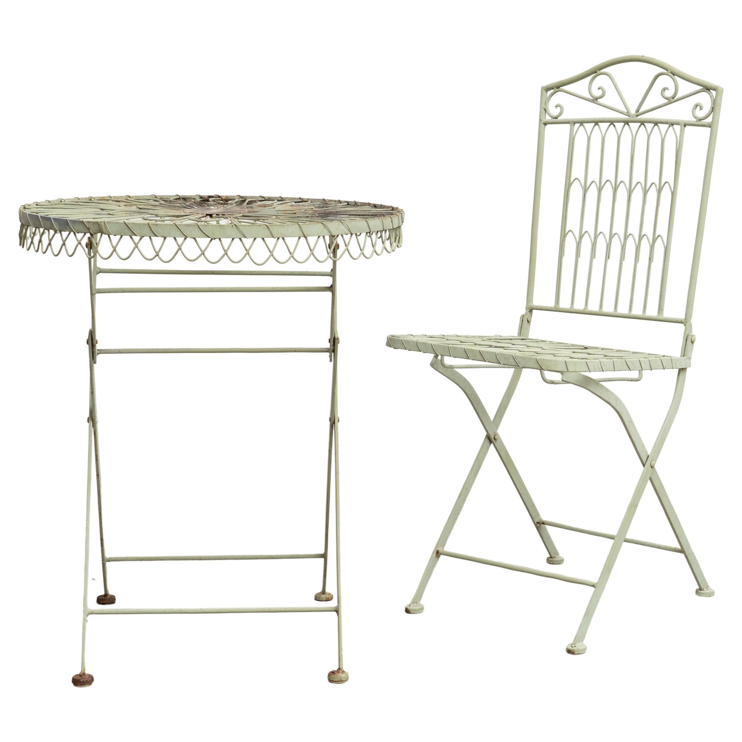 Englischer Gartentisch und Stuhl-Set, um 1950