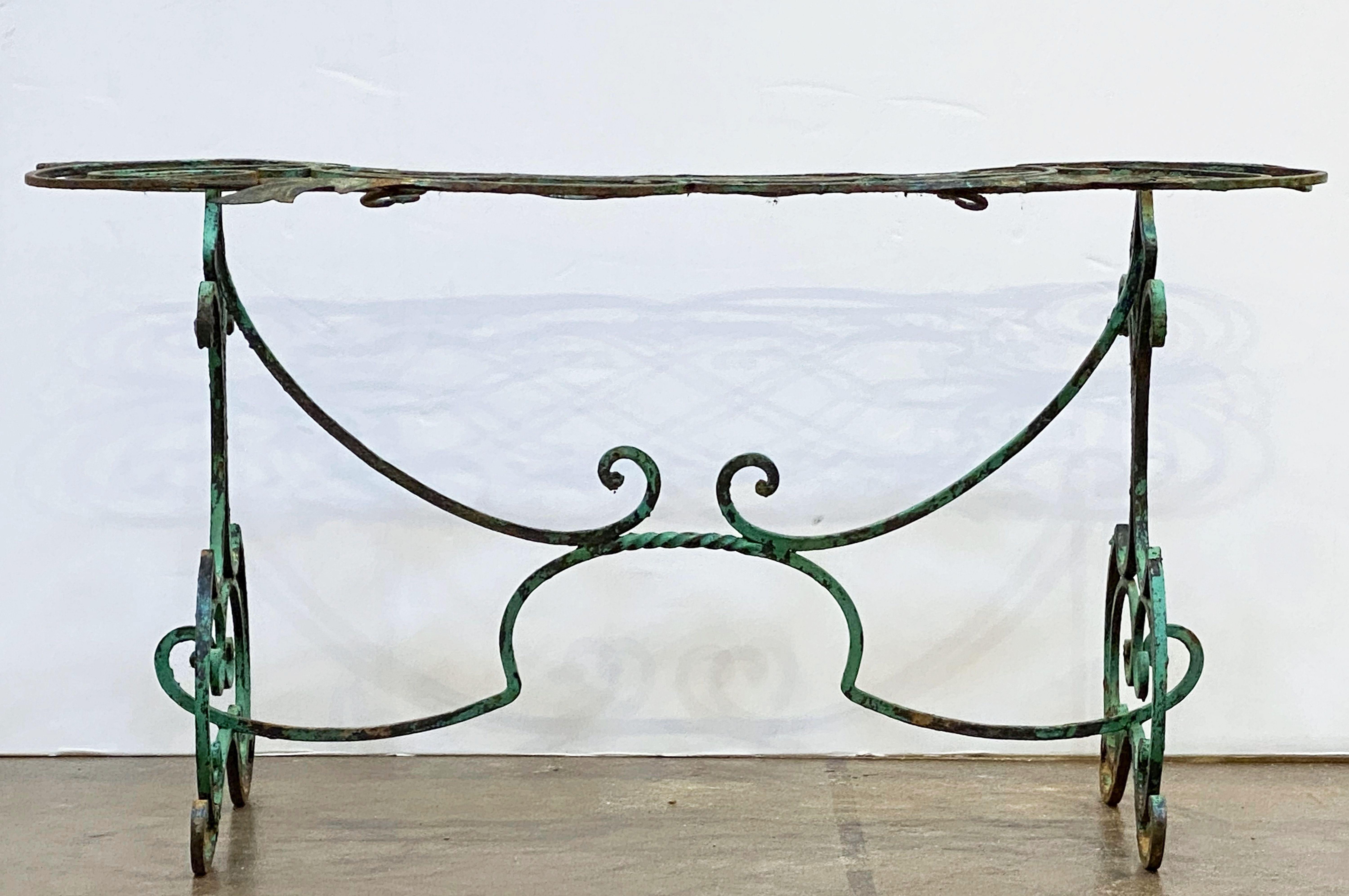 English Garden Table of Wrought Iron with Verdigris Painted Finish 5