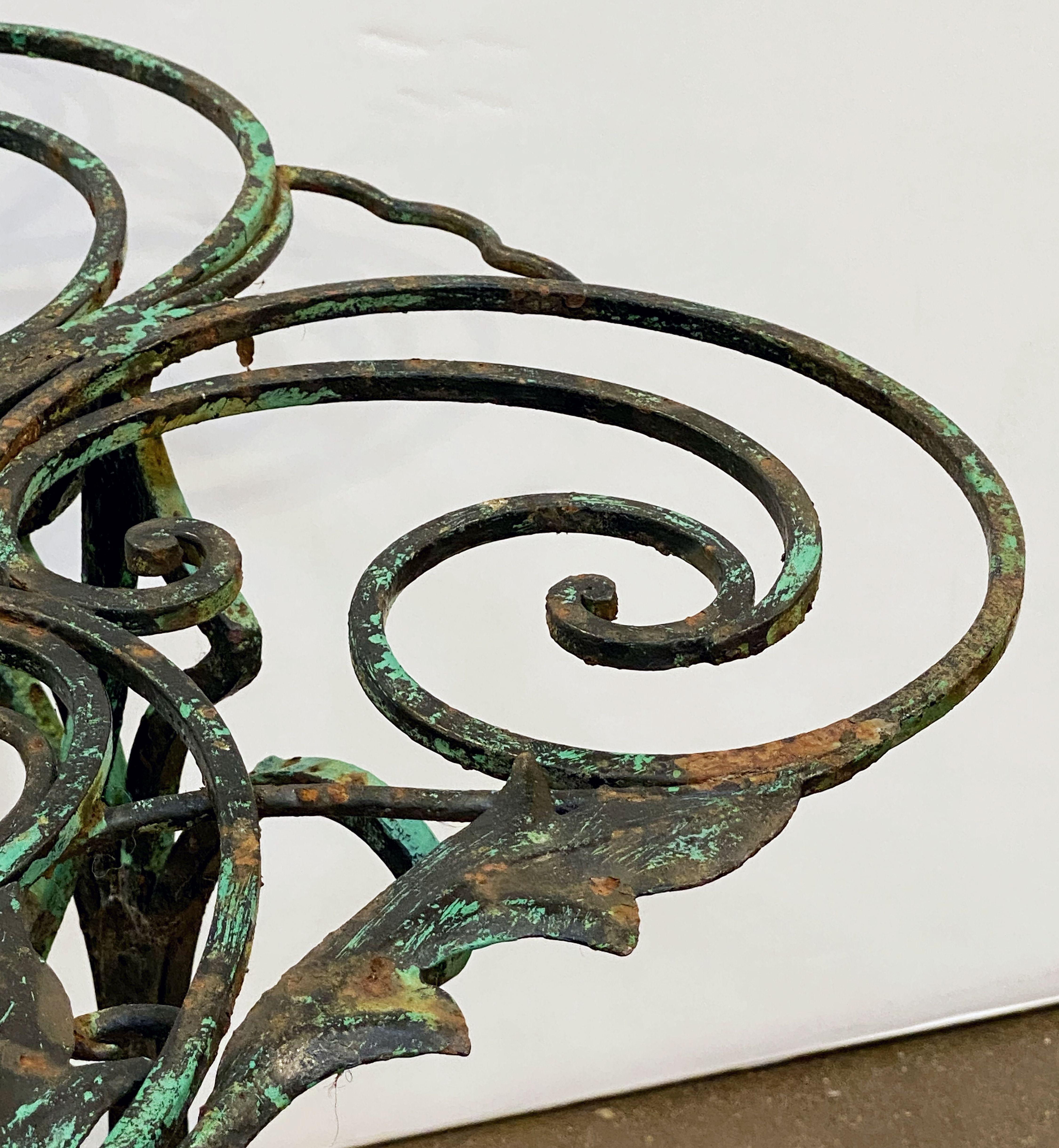 English Garden Table of Wrought Iron with Verdigris Painted Finish 11