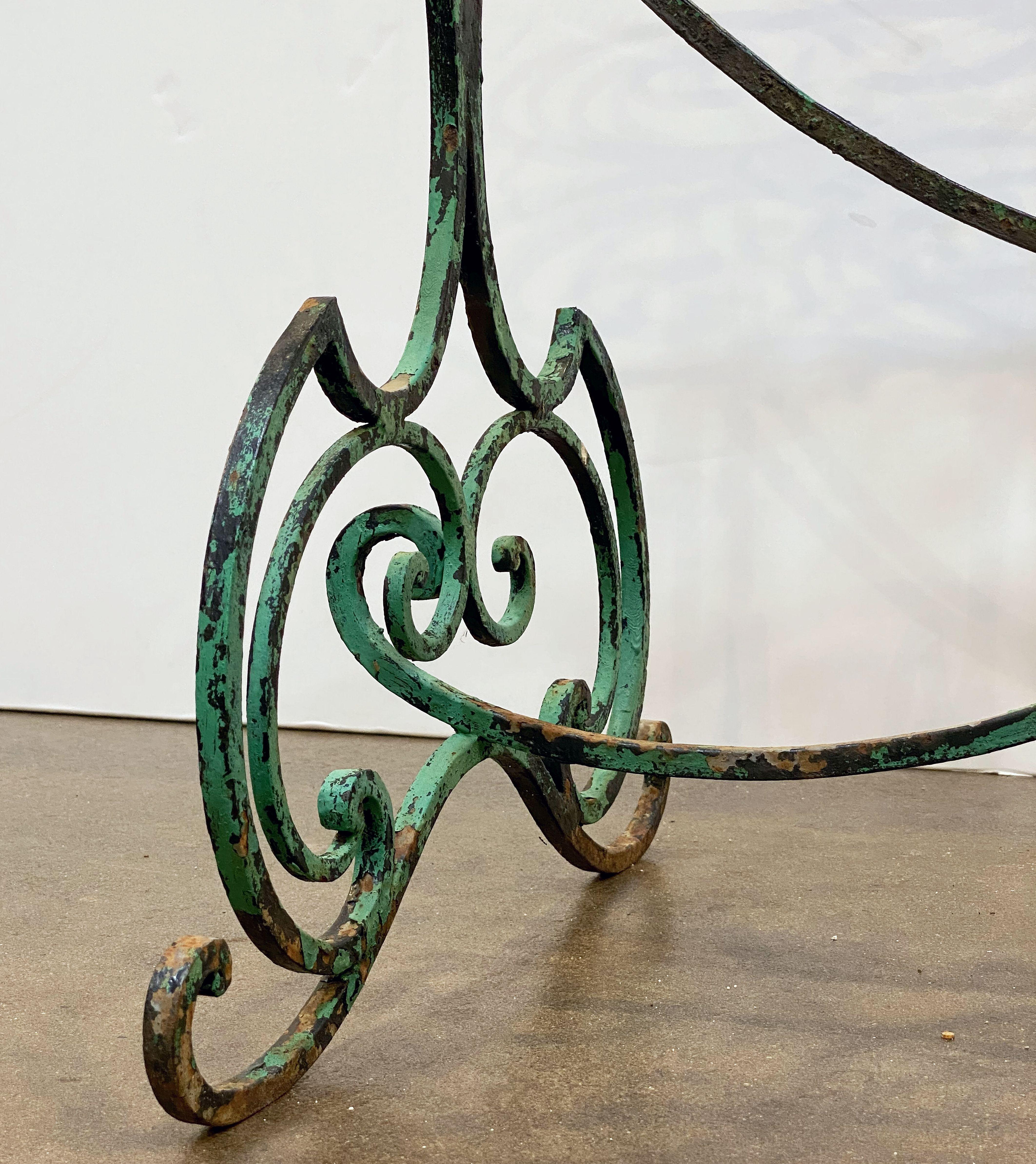 English Garden Table of Wrought Iron with Verdigris Painted Finish 14