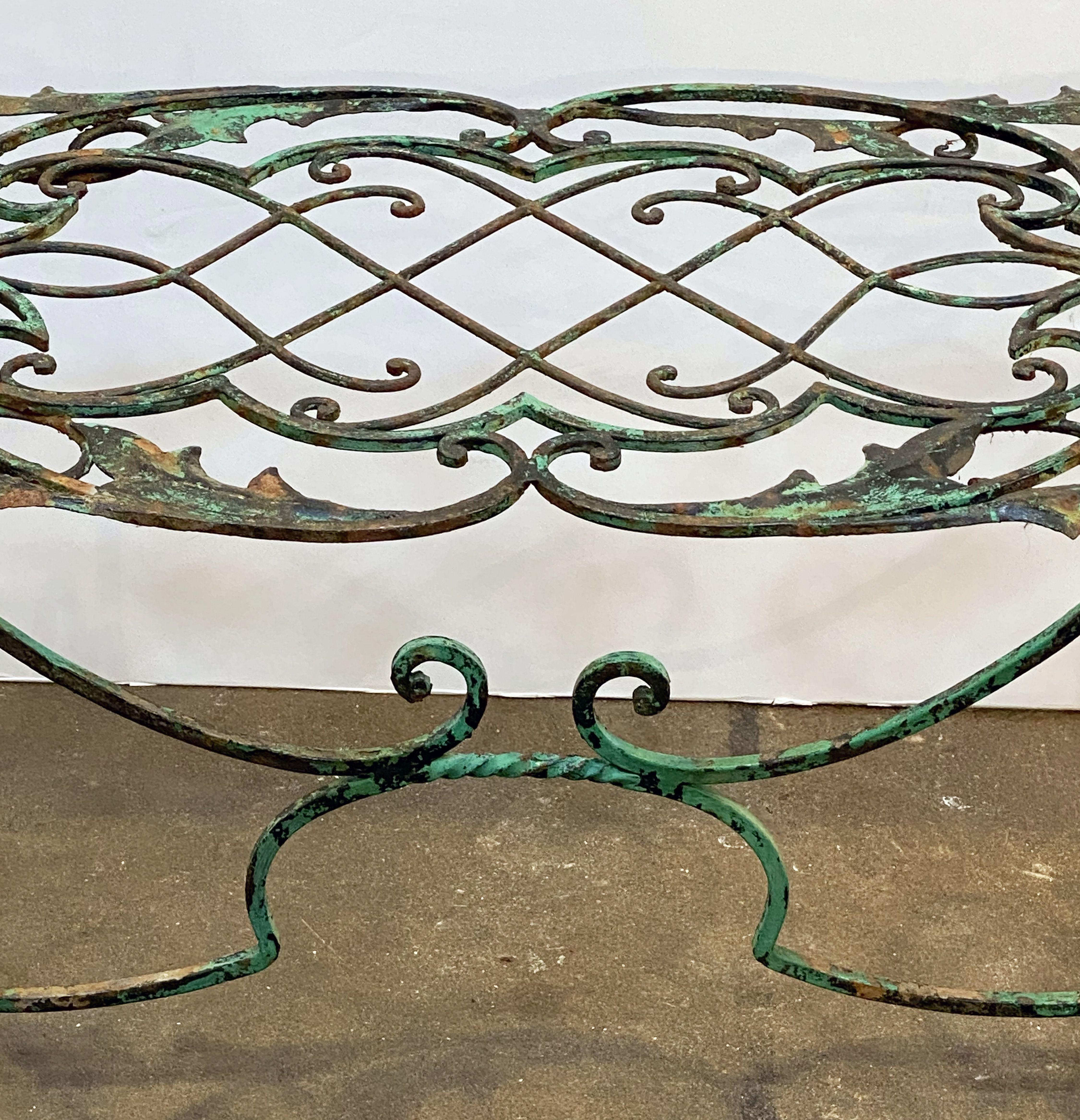 English Garden Table of Wrought Iron with Verdigris Painted Finish 2