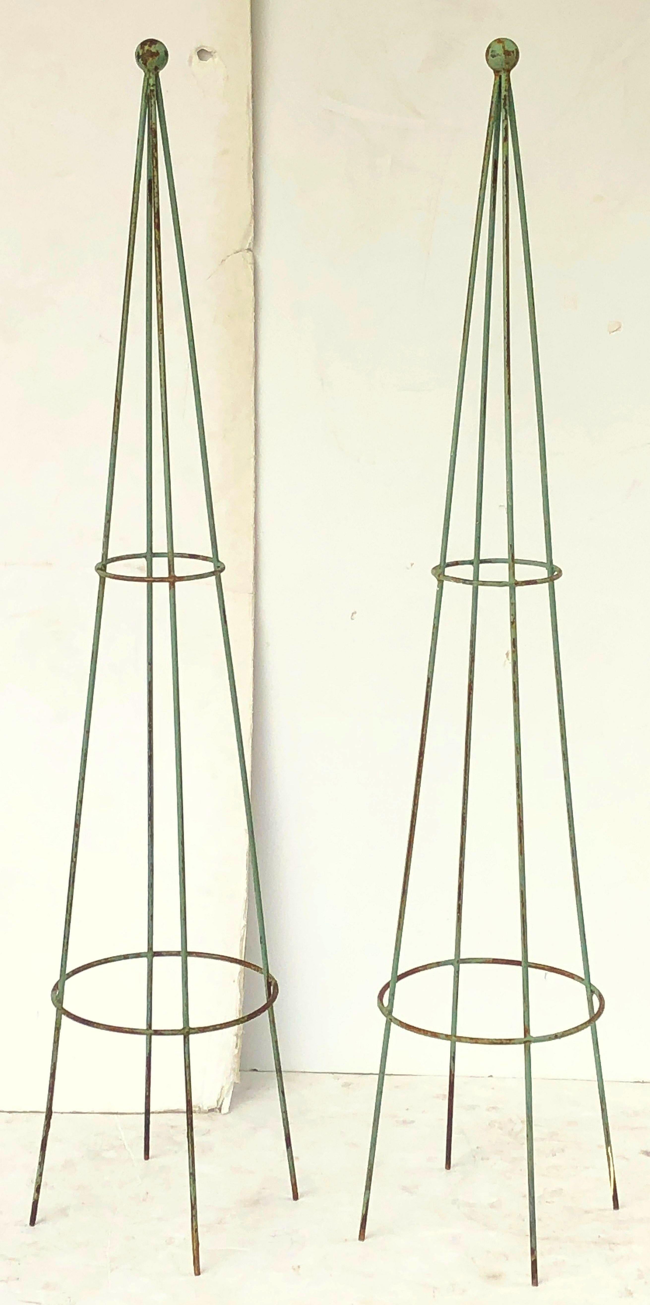 English Garden Trellis Obelisks of Painted Iron, 'Individually Priced' In Excellent Condition In Austin, TX