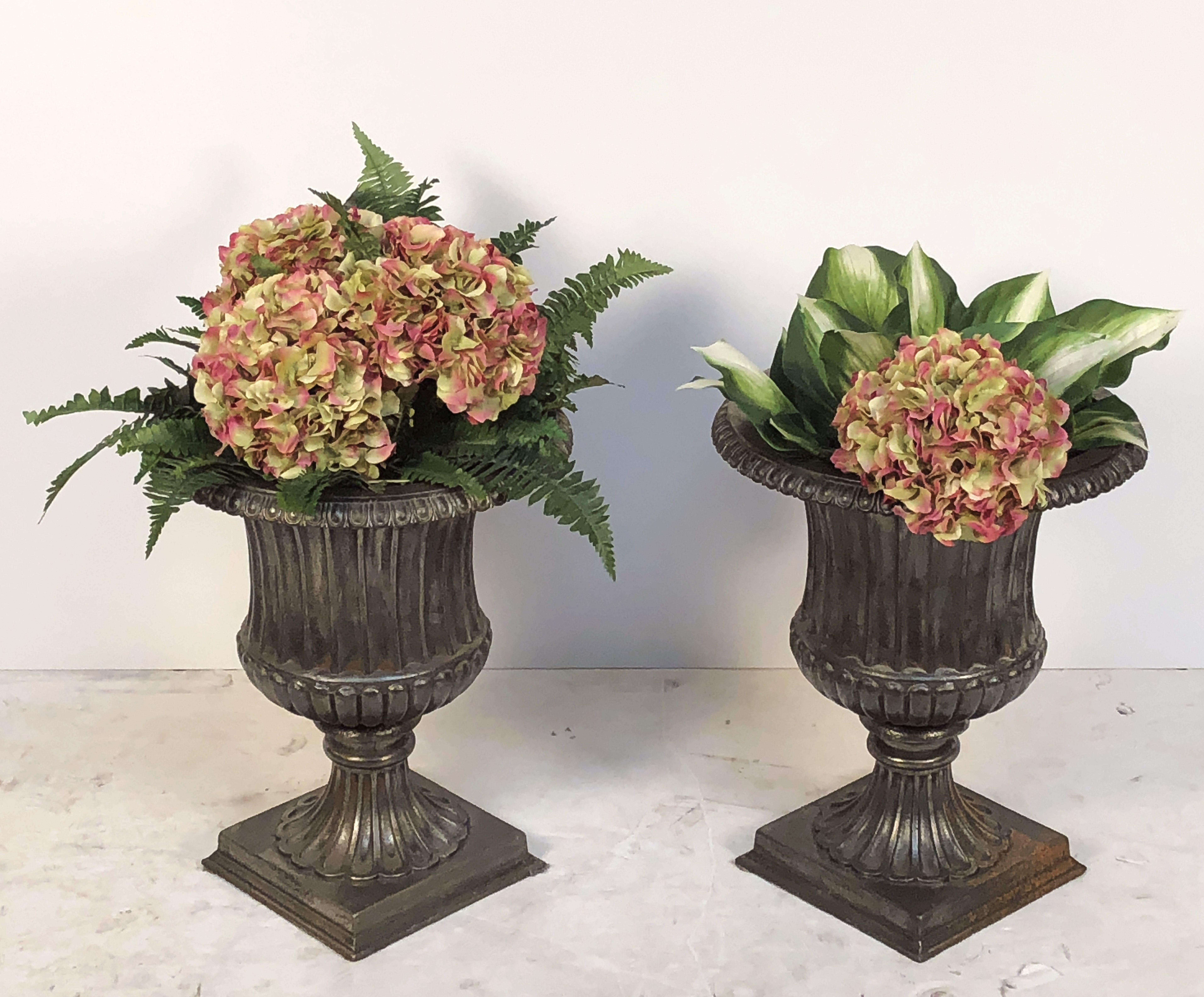 English Garden Urns of Cast Iron with Pewter Finish, 'Individually Priced' 8
