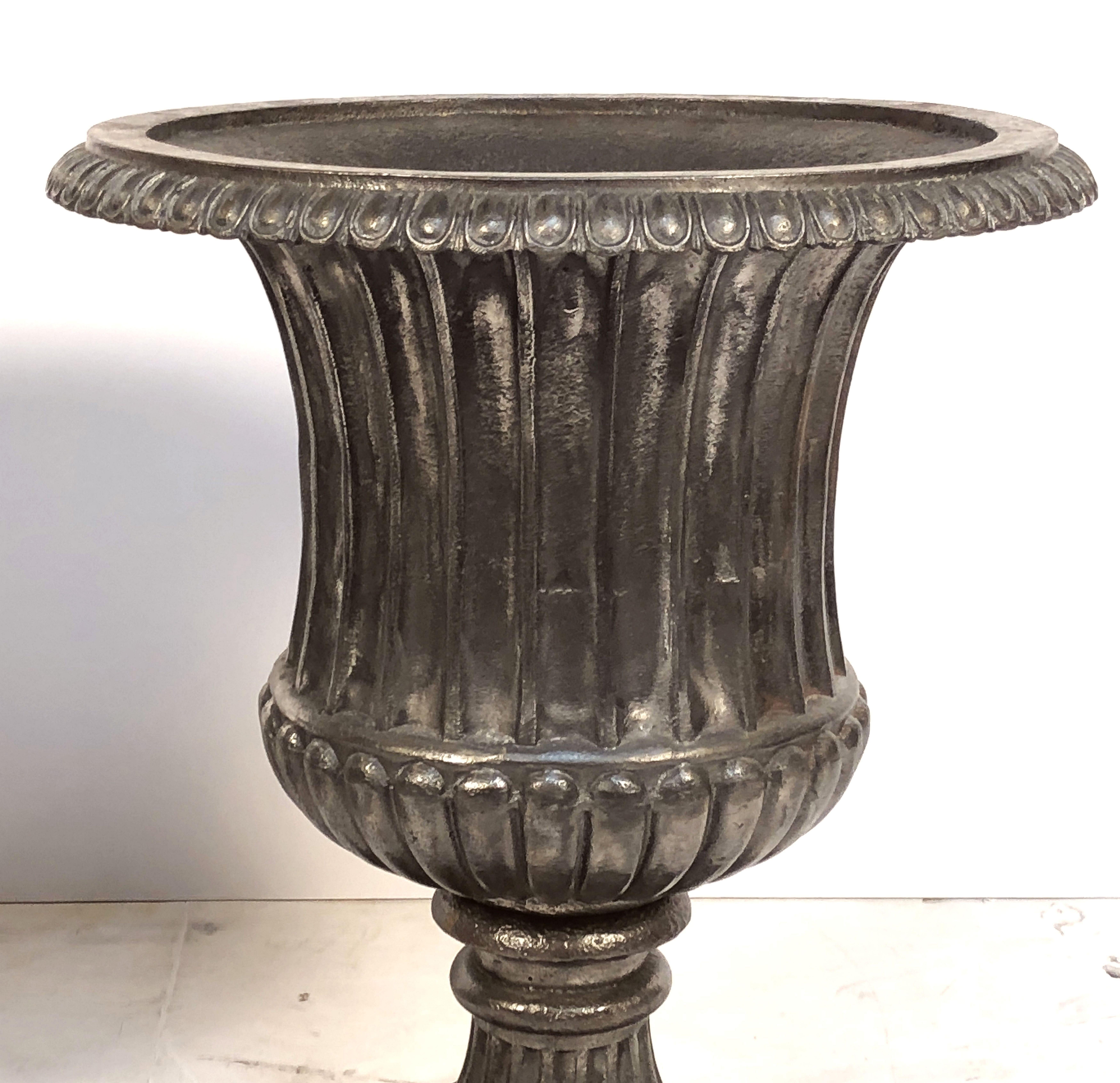 English Garden Urns of Cast Iron with Pewter Finish, 'Individually Priced' 1