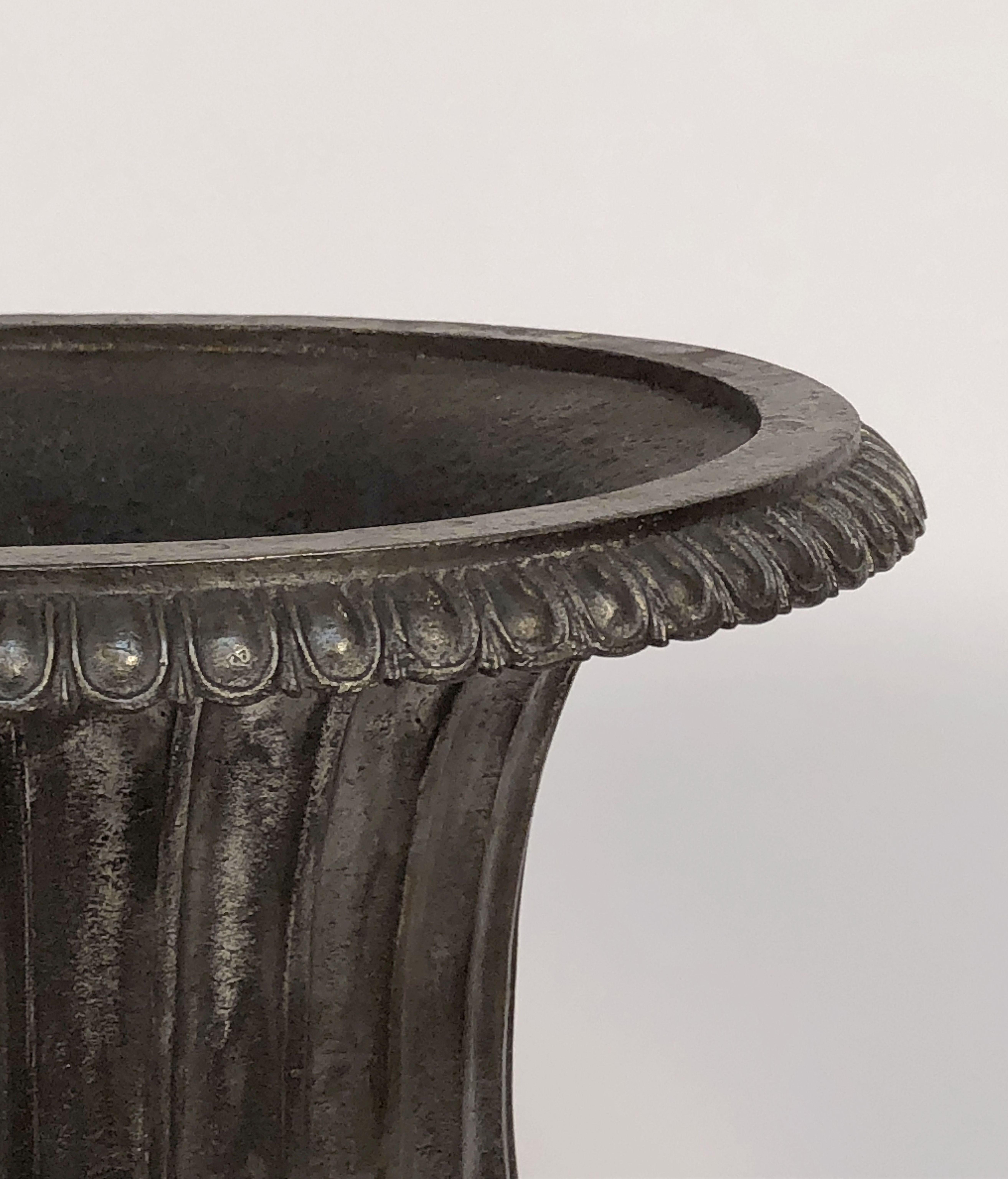 English Garden Urns of Cast Iron with Pewter Finish, 'Individually Priced' 2