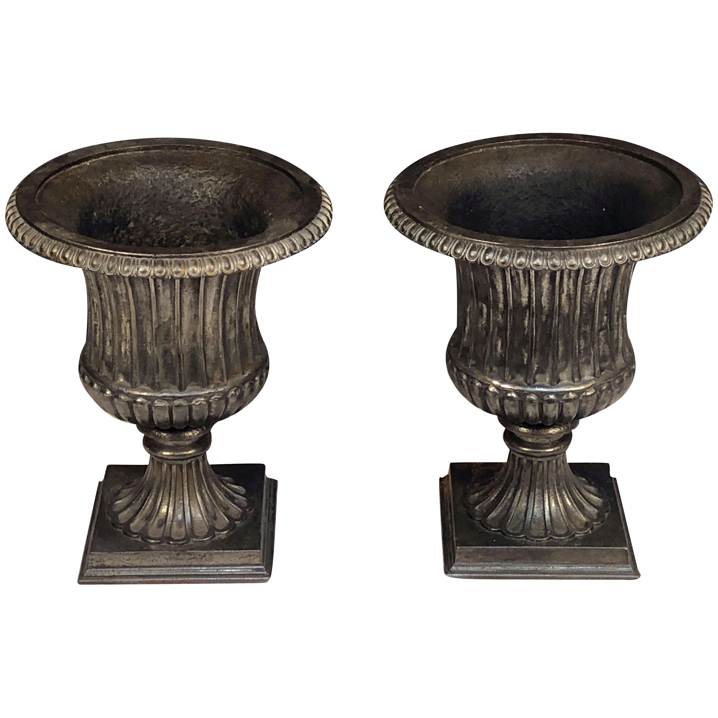 English Garden Urns of Cast Iron with Pewter Finish, 'Individually Priced'