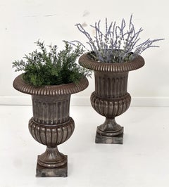 English Garden Urns or Planters of Burnished Cast Iron 'Priced Individually'