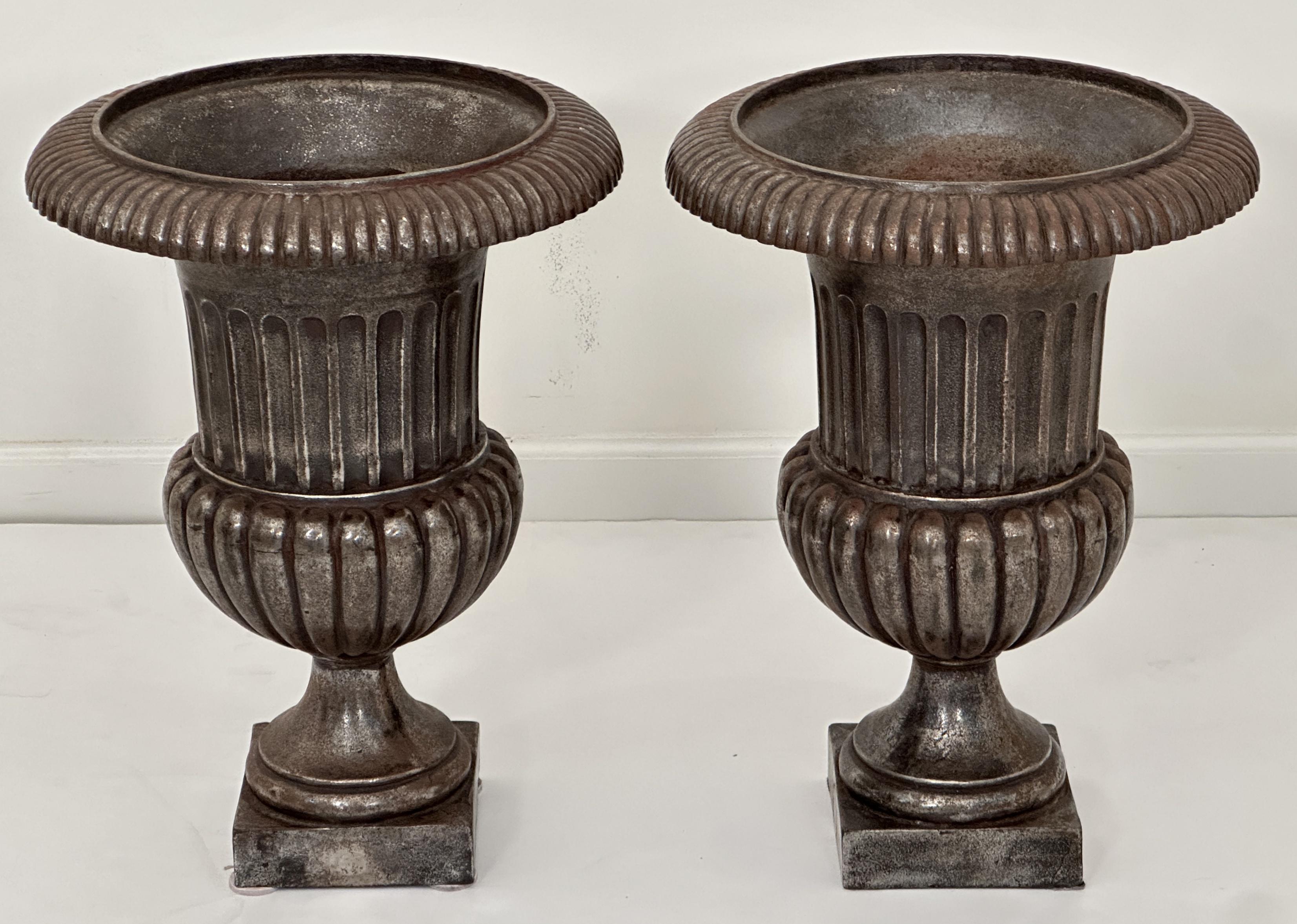 English Garden Urns or Planters of Burnished Cast Iron 'Priced Individually' In Good Condition For Sale In Austin, TX