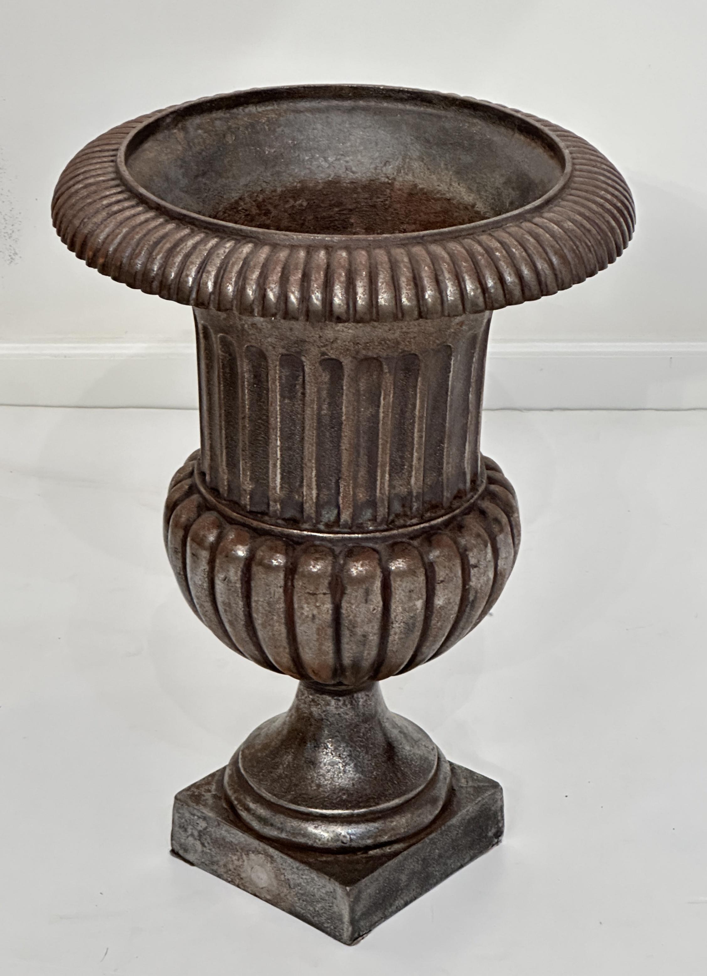 20th Century English Garden Urns or Planters of Burnished Cast Iron 'Priced Individually' For Sale