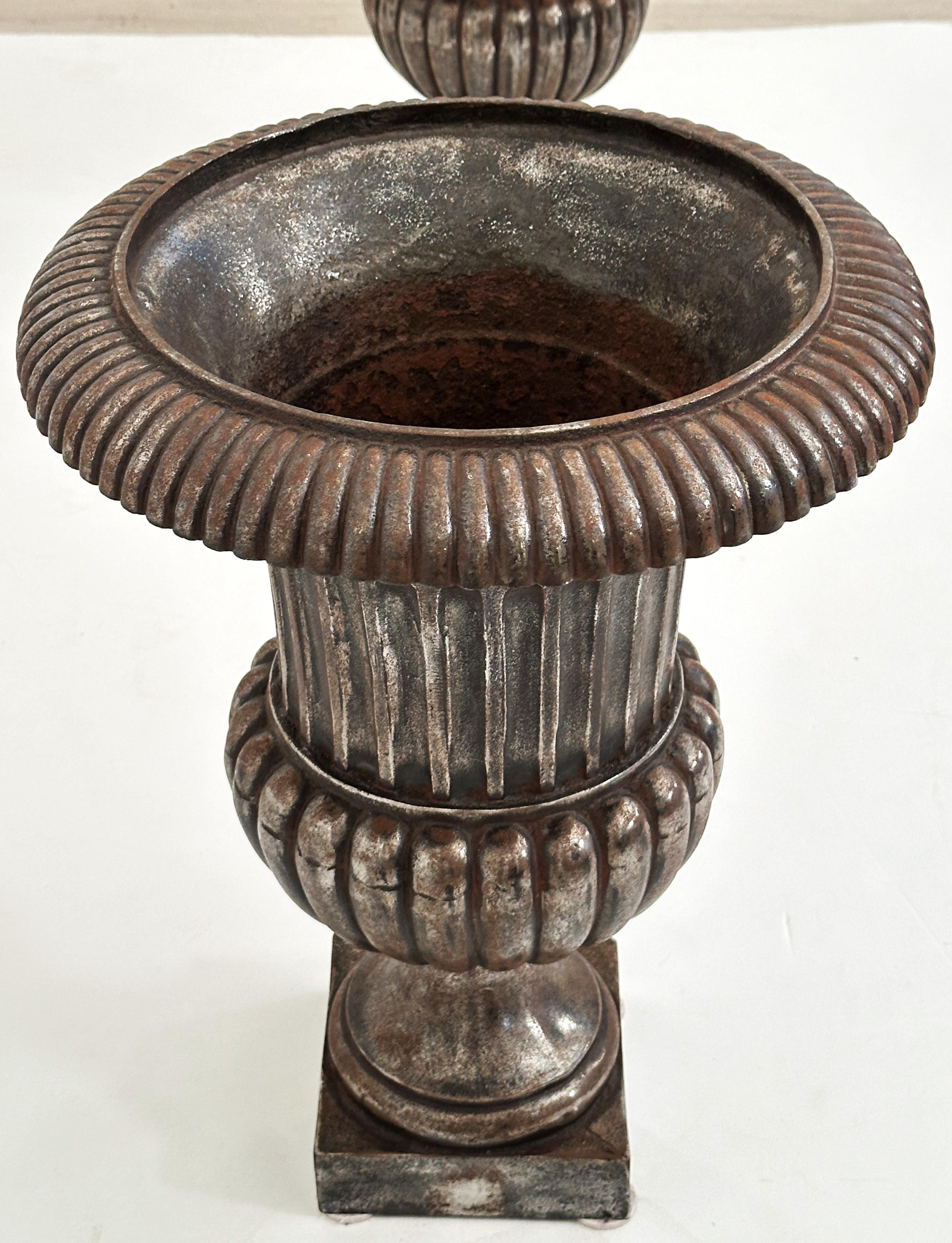 Metal English Garden Urns or Planters of Burnished Cast Iron 'Priced Individually' For Sale