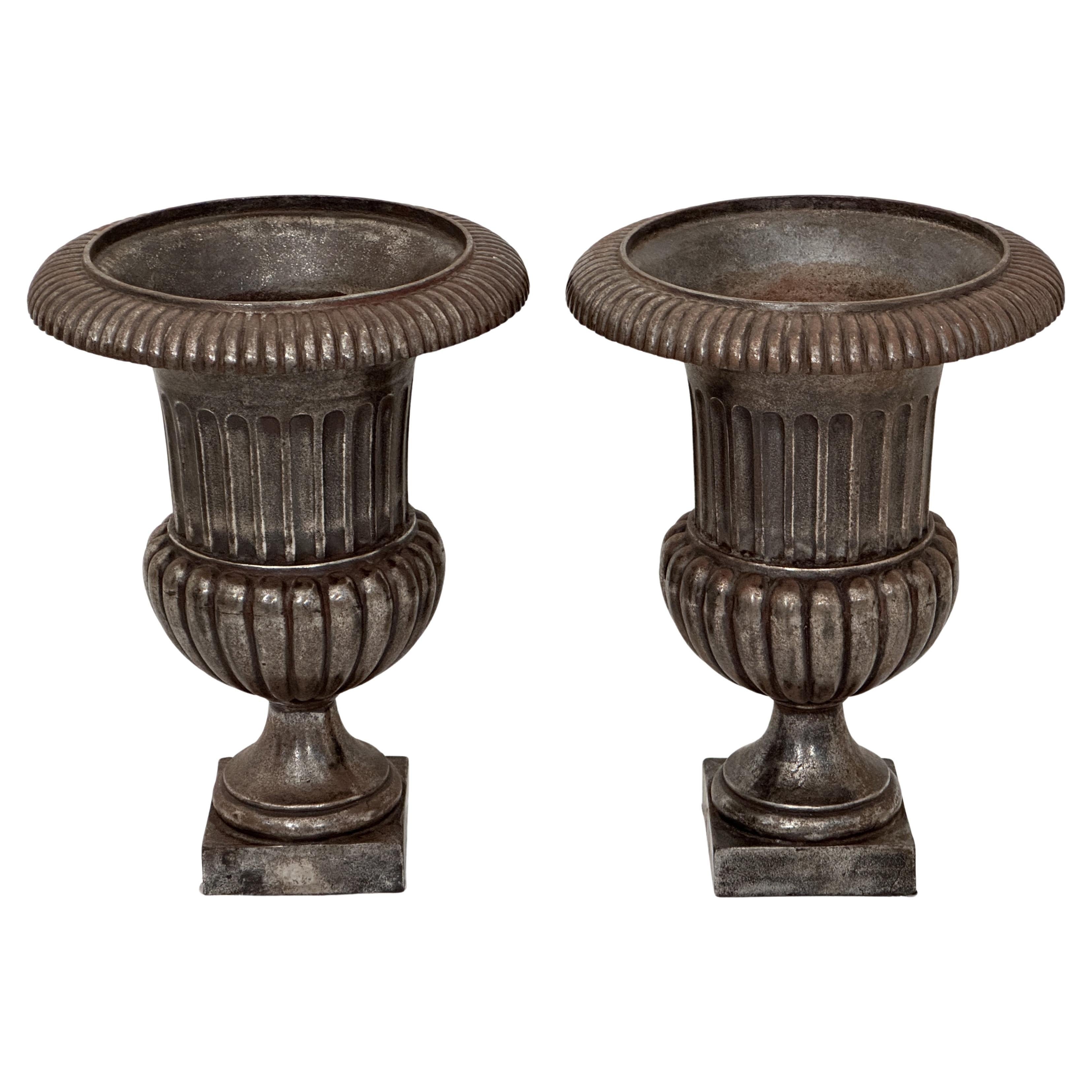 English Garden Urns or Planters of Burnished Cast Iron 'Priced Individually' For Sale