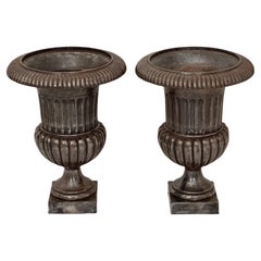 English Garden Urns or Planters of Burnished Cast Iron 'Priced Individually'