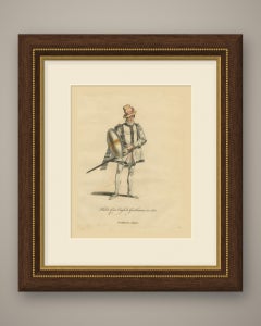 English Gentleman in 1588 with Shield and Sword, Jefferys Costume Print, 1757