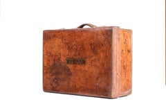 English Gentlemen Style Antique Leather Suitcase by Bick Bros Cheltenham 20th C