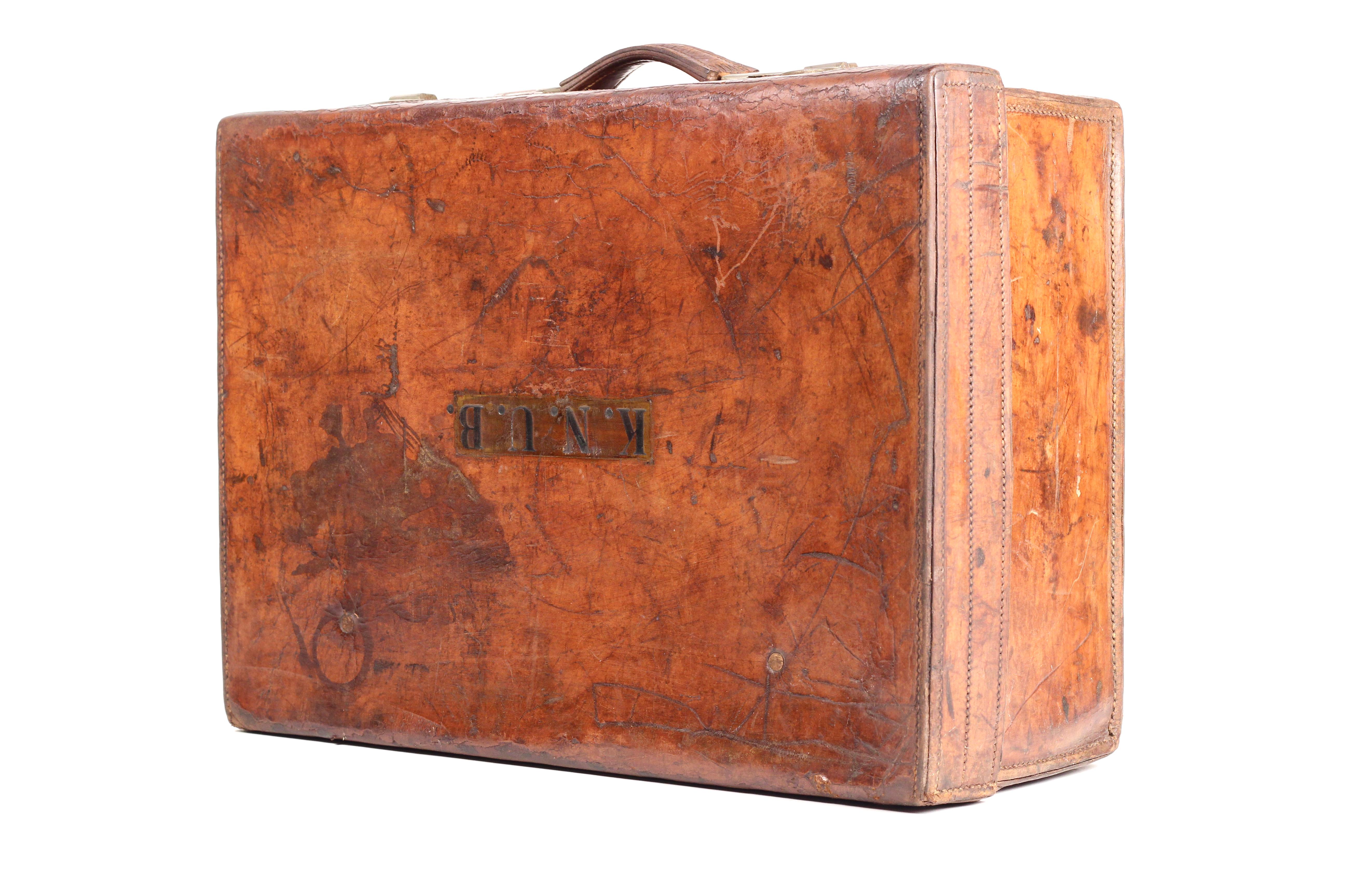 Antiker englischer Lederkoffer im Gentleman-Stil von Bick Bros Cheltenham 20. (Edwardian) im Angebot