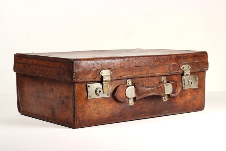 English Gentlemen Style Antique Leather Suitcase by Bick Bros