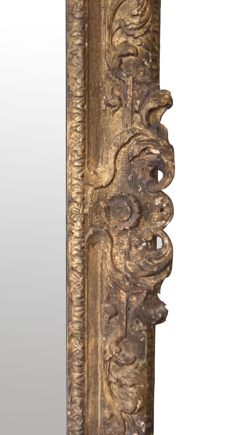 English 61x65 inch George I Carved and Gilt Mirror Circa 1725 In Good Condition In Hallowell, US