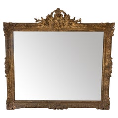 English 61x65 inch George I Carved and Gilt Mirror Circa 1725