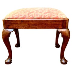 English George I Period Small Bench Now Upholstered in Fortuny Fabric 