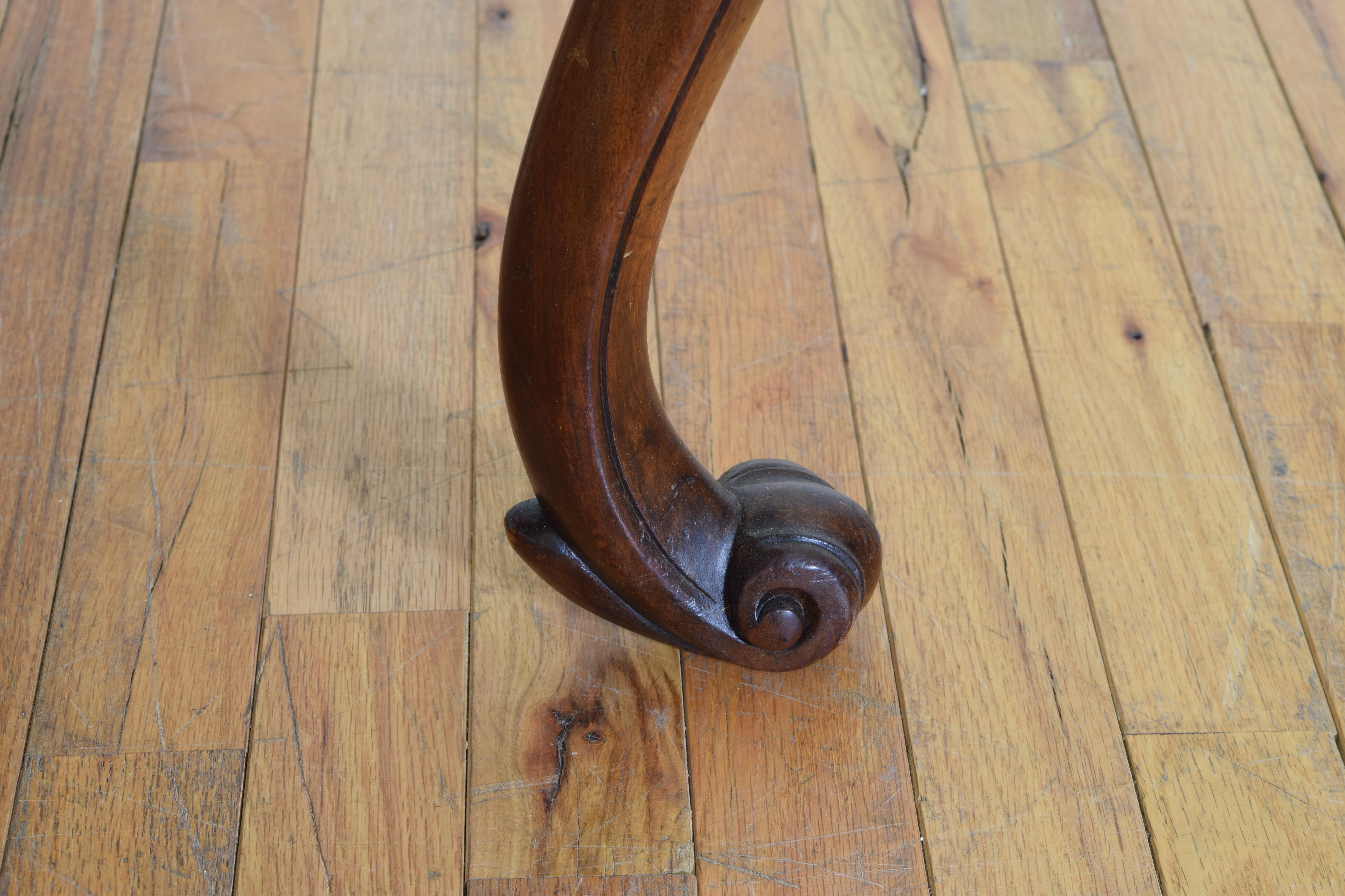 English George I Style Boldly Carved Walnut and Upholstered Stool 5