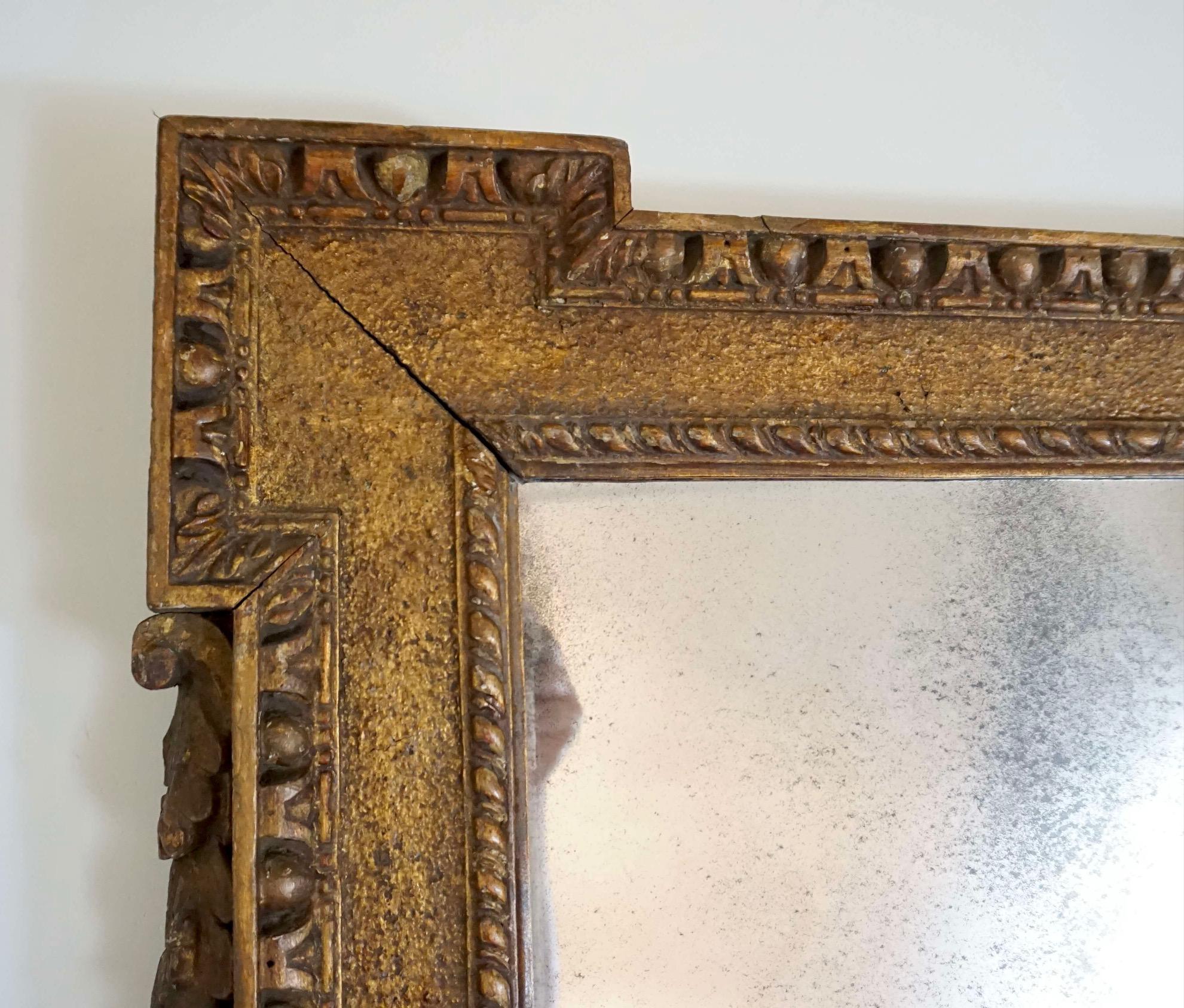 English George II Giltwood Mirror in the Manner of William Kent, circa 1740 In Fair Condition In Kinderhook, NY