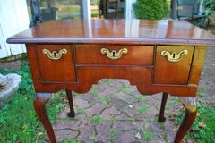 English George II Mahogany Chippendale Cabriole Leg Lowboy with Three Drawers
