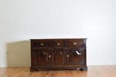 English George II Period Oak Server, 3 Drawers over 2 Doors, Mid-18th Century