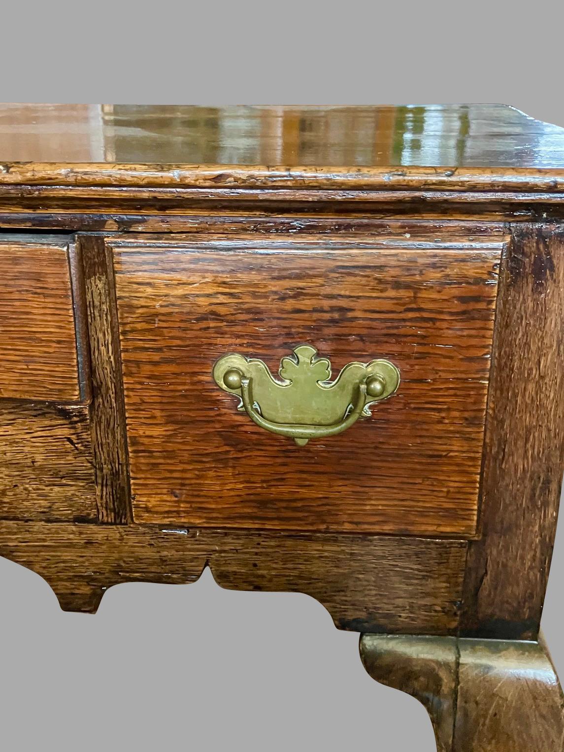 English George II Period Provincial Oak Lowboy with Original Brasses For Sale 6