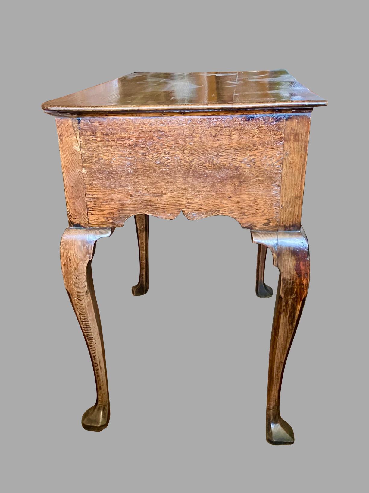 English George II Period Provincial Oak Lowboy with Original Brasses For Sale 3