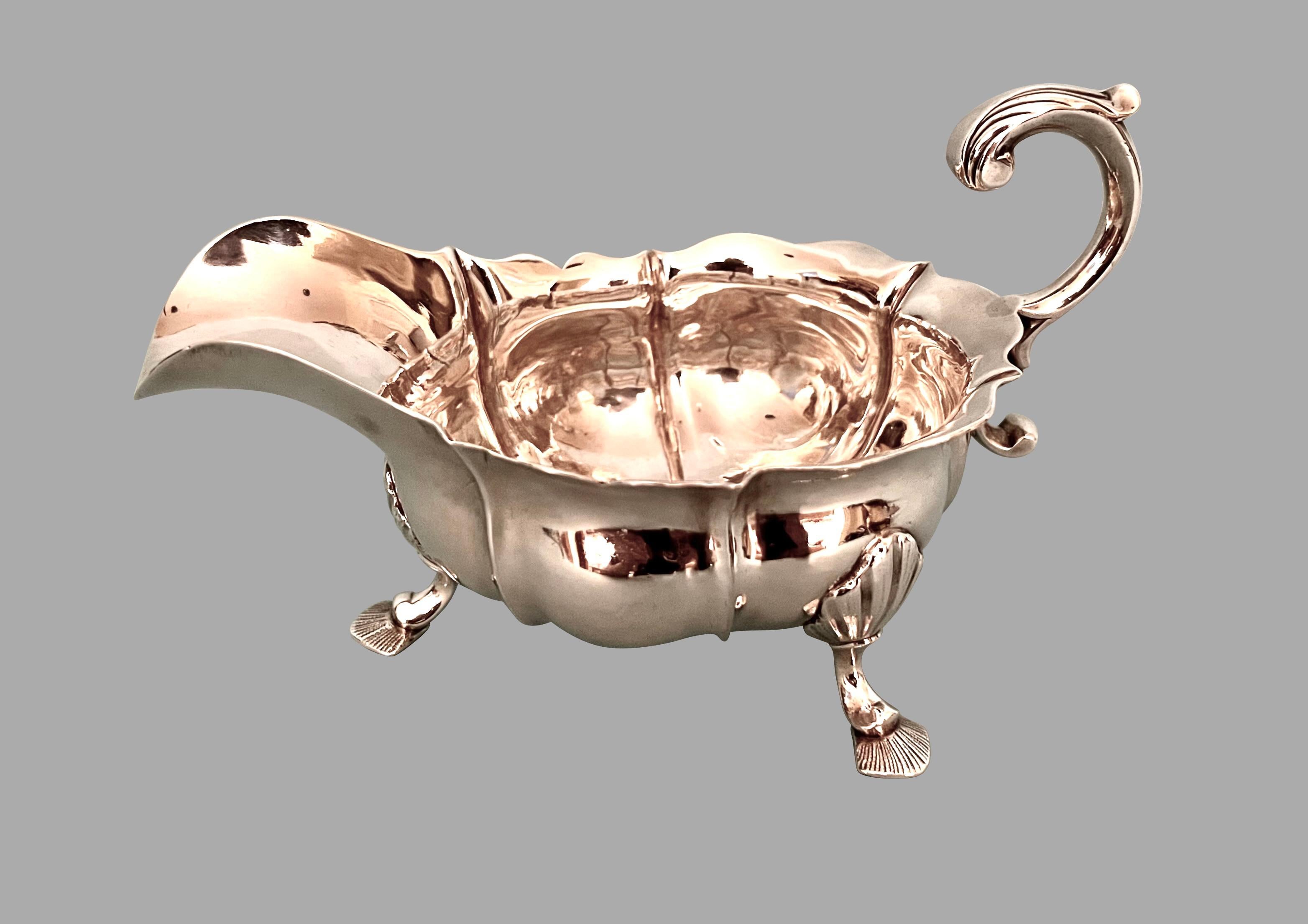 English George II Sterling Silver Sauce Boat Circa 1750 For Sale 6