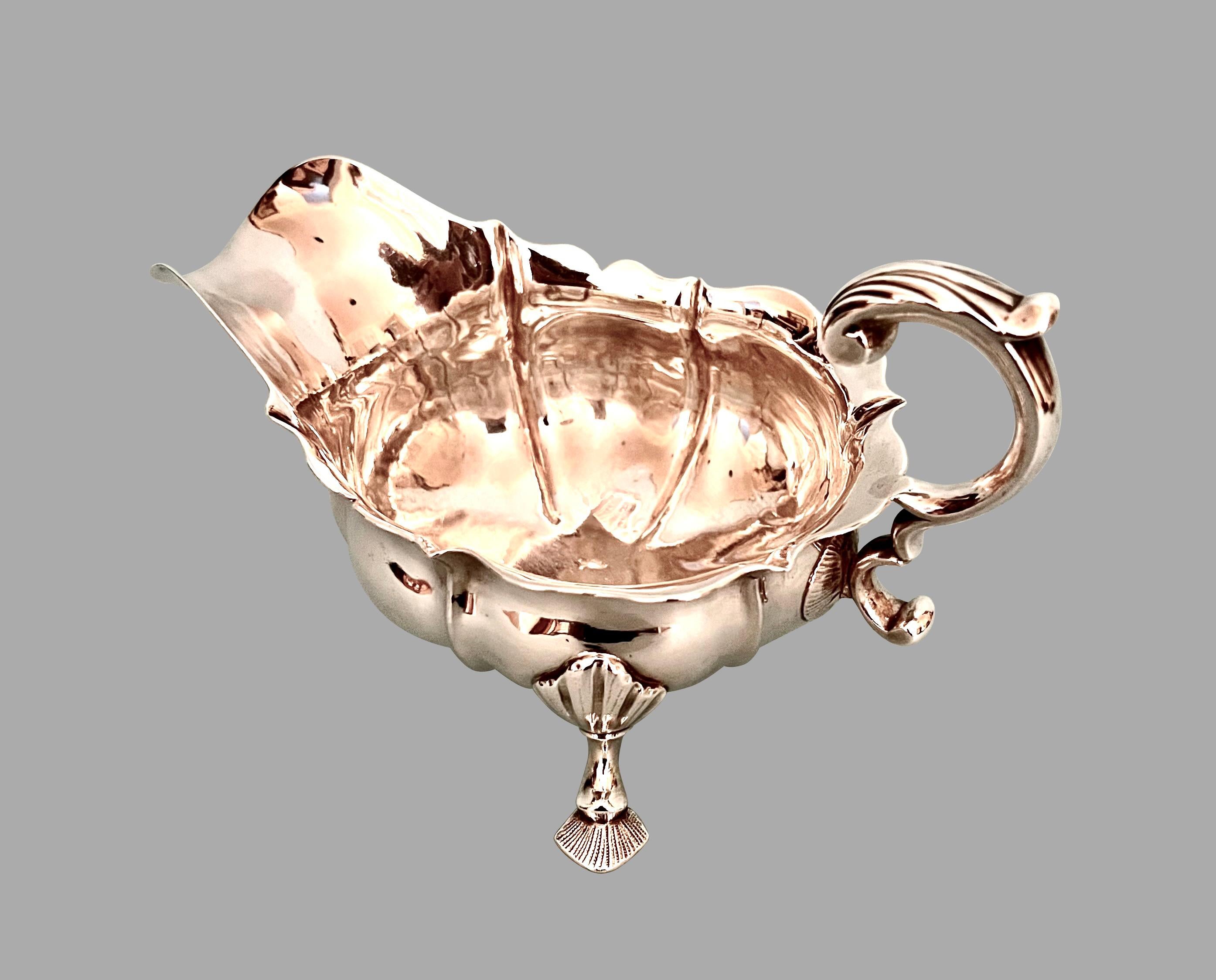 18th Century English George II Sterling Silver Sauce Boat Circa 1750 For Sale