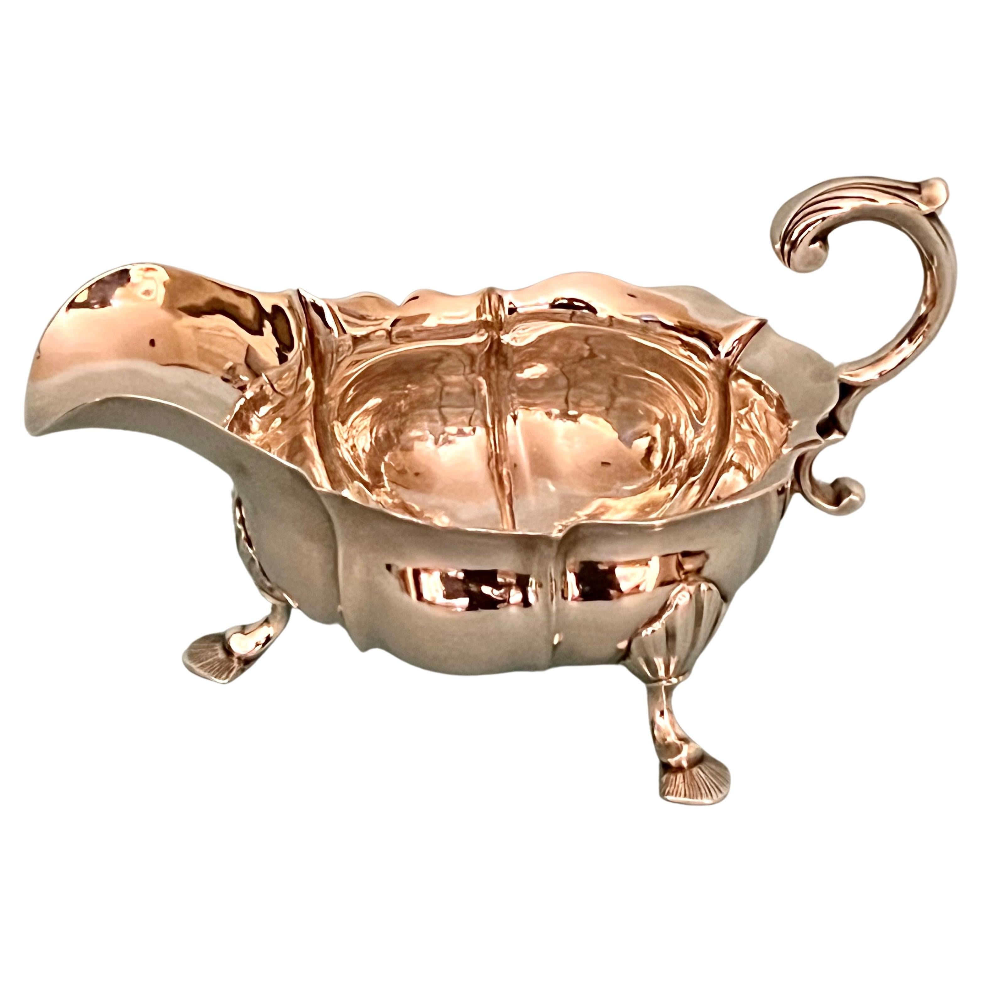 English George II Sterling Silver Sauce Boat Circa 1750