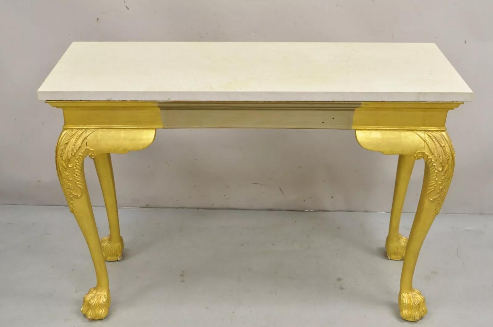 Englisch George II Stil Gold Giltwood Shell geschnitzt Paw Fuß Konsole Hall Tisch im Angebot 6