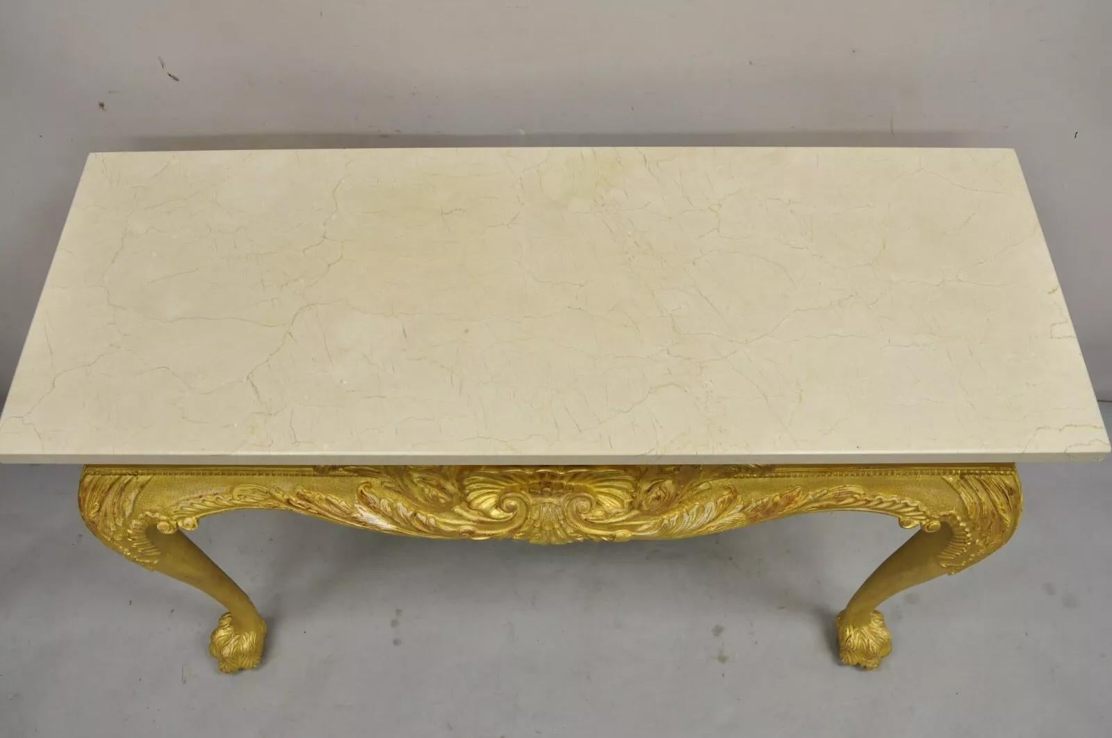 Englisch George II Stil Gold Giltwood Shell geschnitzt Paw Fuß Konsole Hall Tisch (Unbekannt) im Angebot