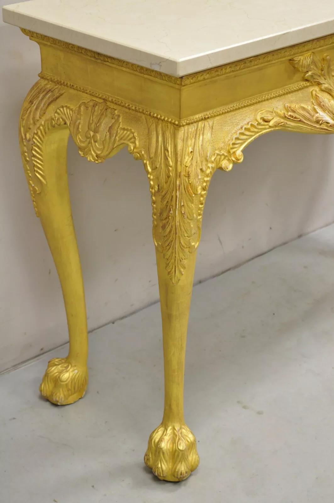 Englisch George II Stil Gold Giltwood Shell geschnitzt Paw Fuß Konsole Hall Tisch im Zustand „Gut“ im Angebot in Philadelphia, PA