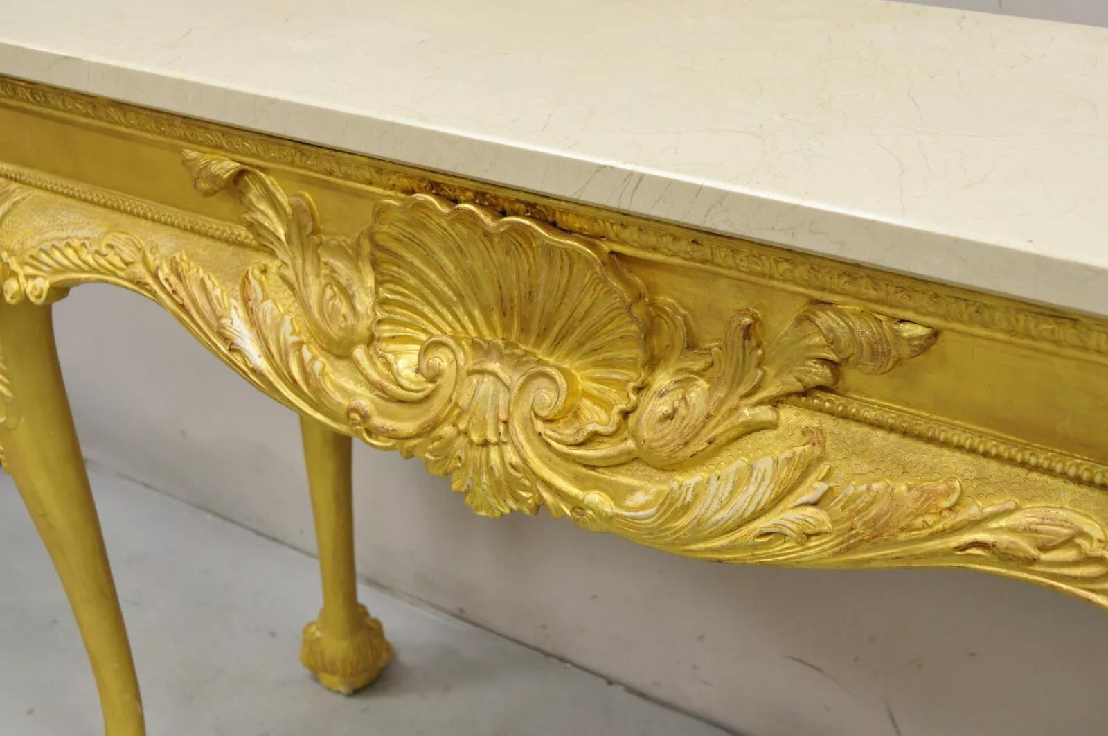 Englisch George II Stil Gold Giltwood Shell geschnitzt Paw Fuß Konsole Hall Tisch (20. Jahrhundert) im Angebot